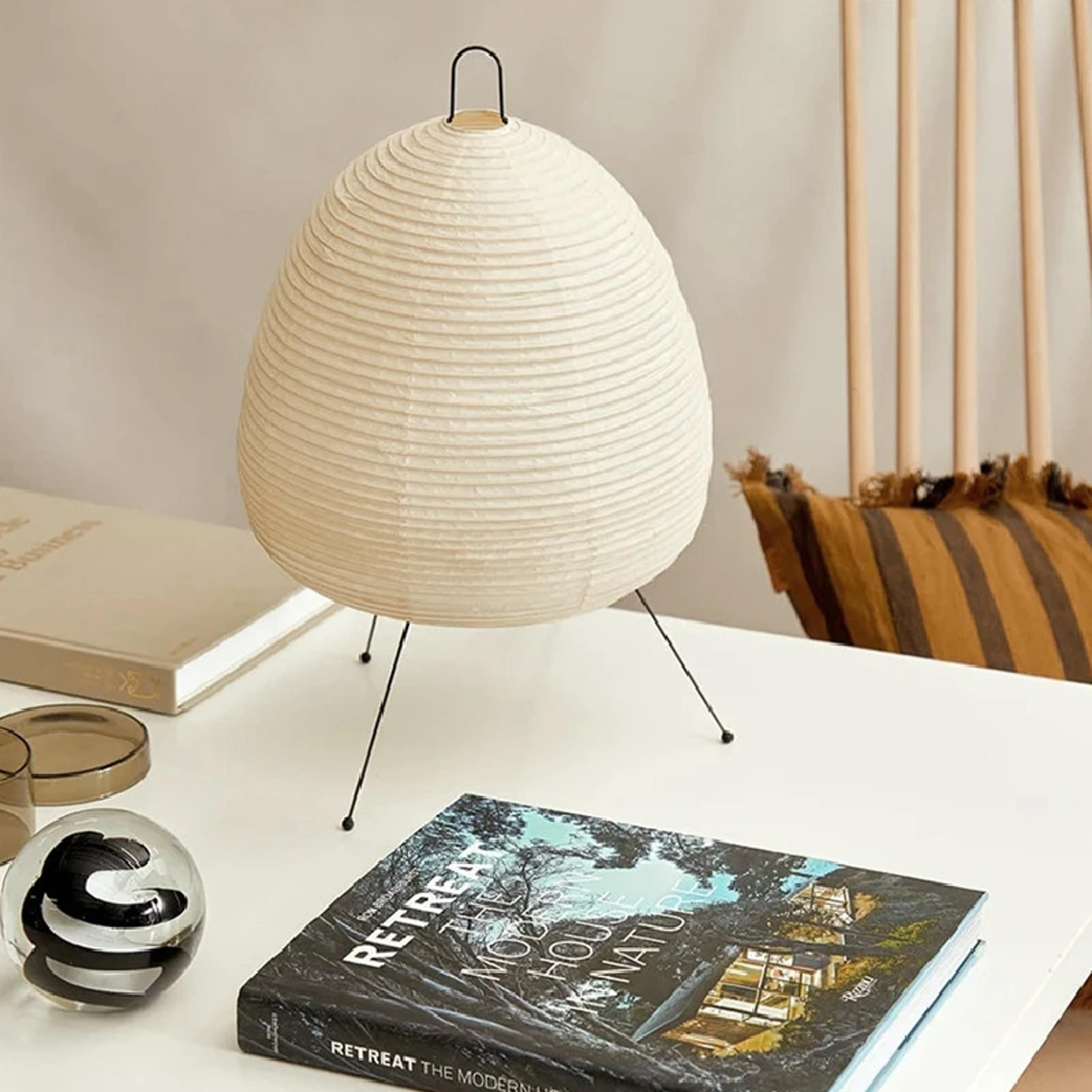 Japanese Style Rice Paper Table Lamp  Akari Noguchi Dimmable Japanese Paper Lantern Lamp WabiSabi H