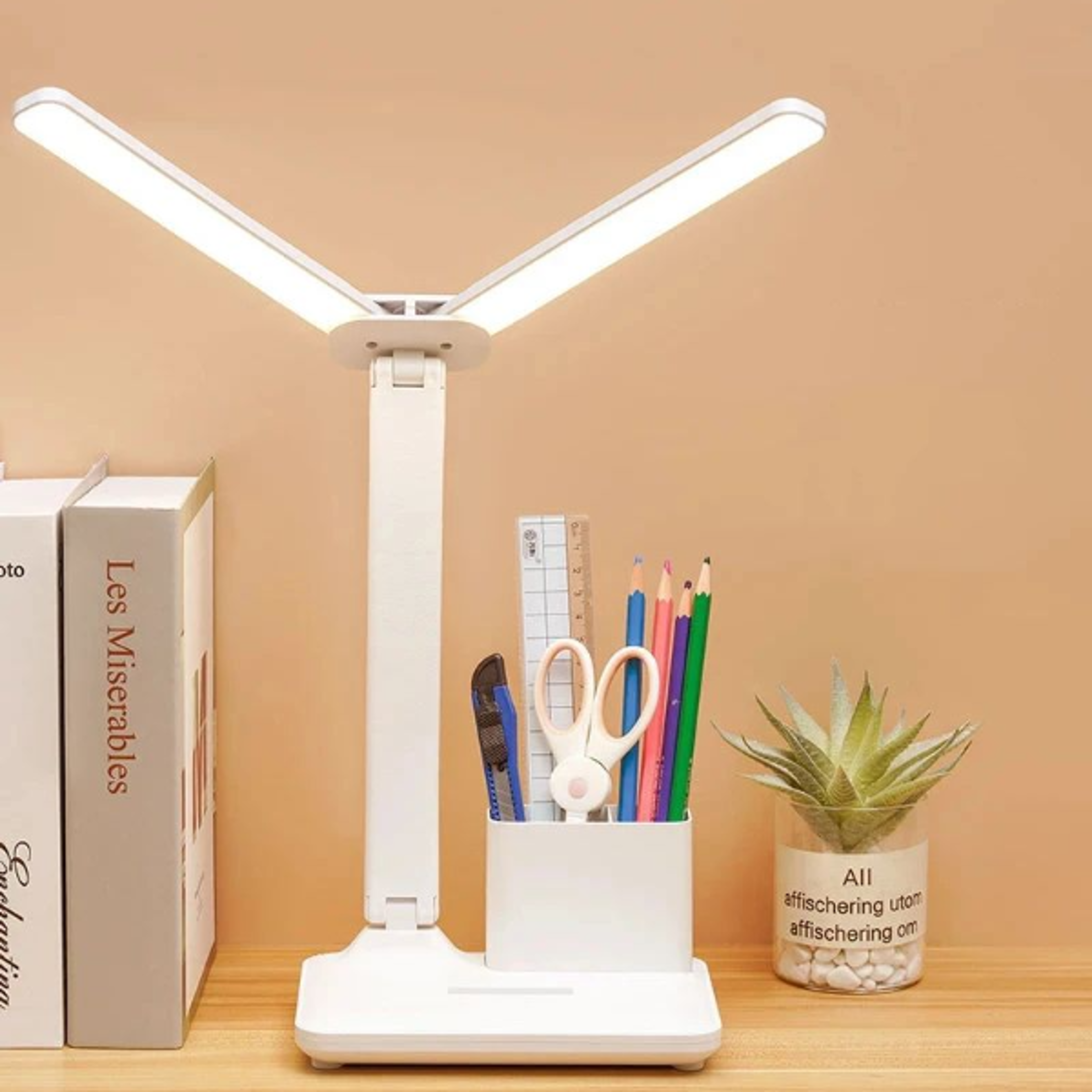Rotating Foldable Dimmable LED Desk Lamp with USB Charging  Eye Protection