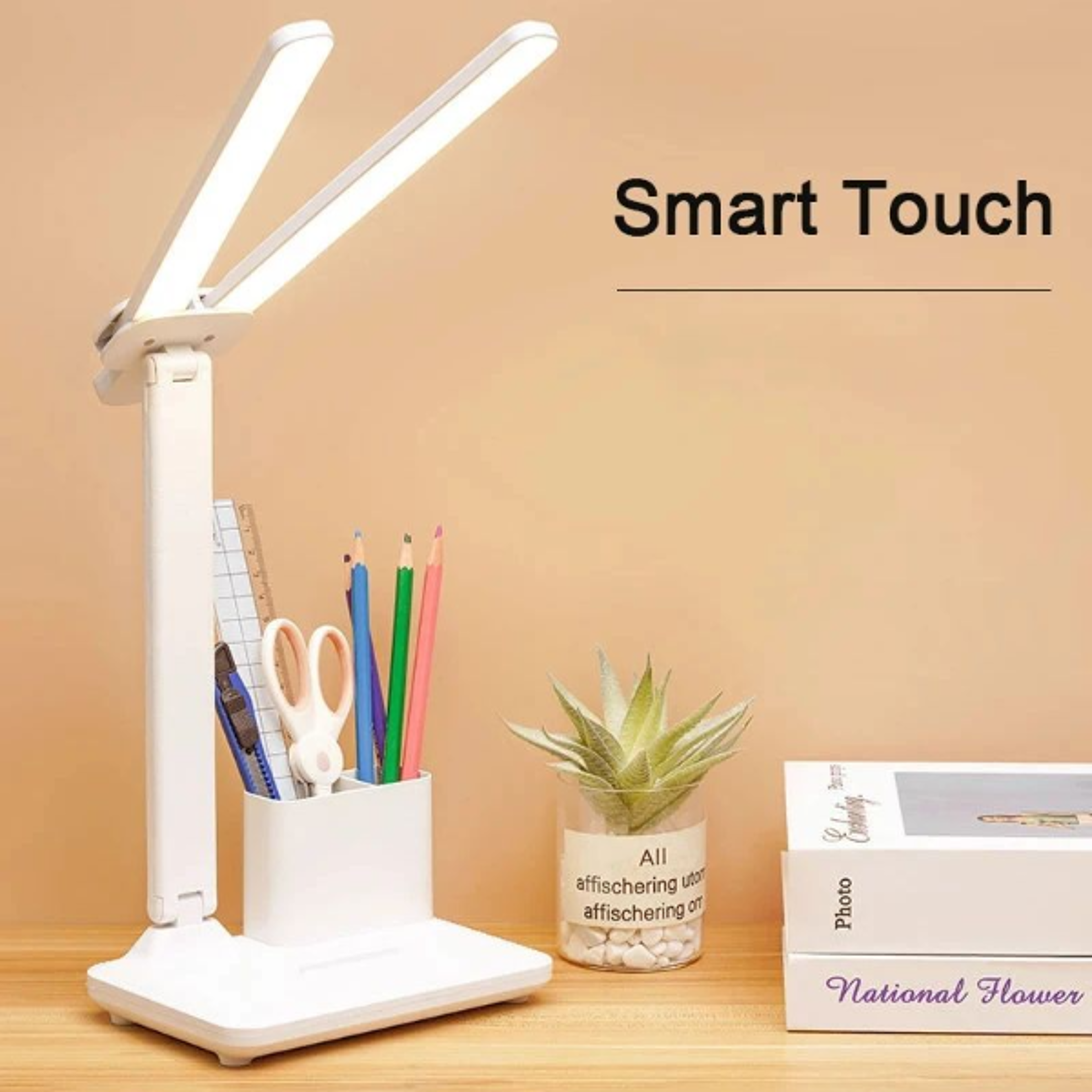 Rotating Foldable Dimmable LED Desk Lamp with USB Charging  Eye Protection