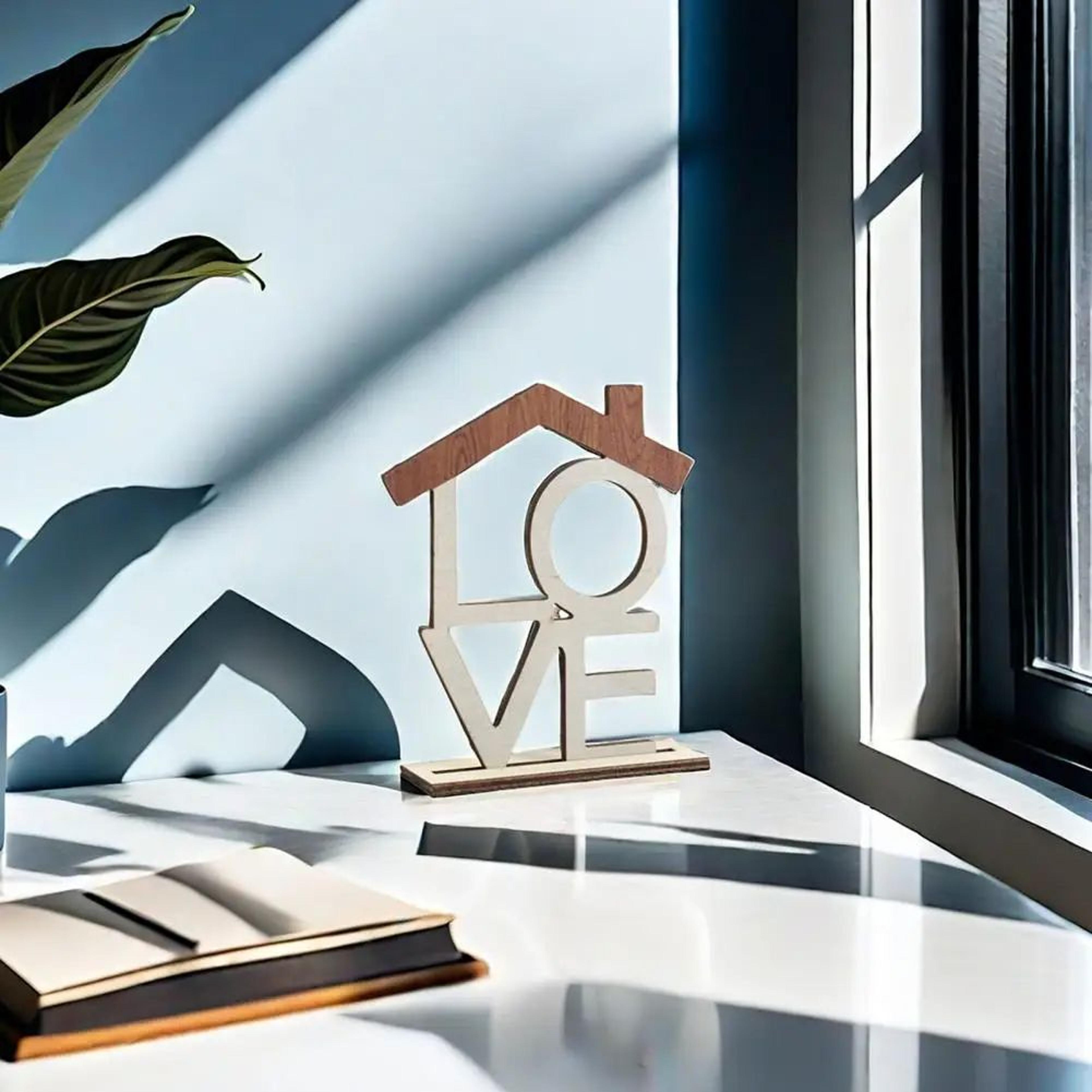 Love Home Desktop Decor With Wooden Base Elegant Ornament For Living Room Table Centerpiece 3
