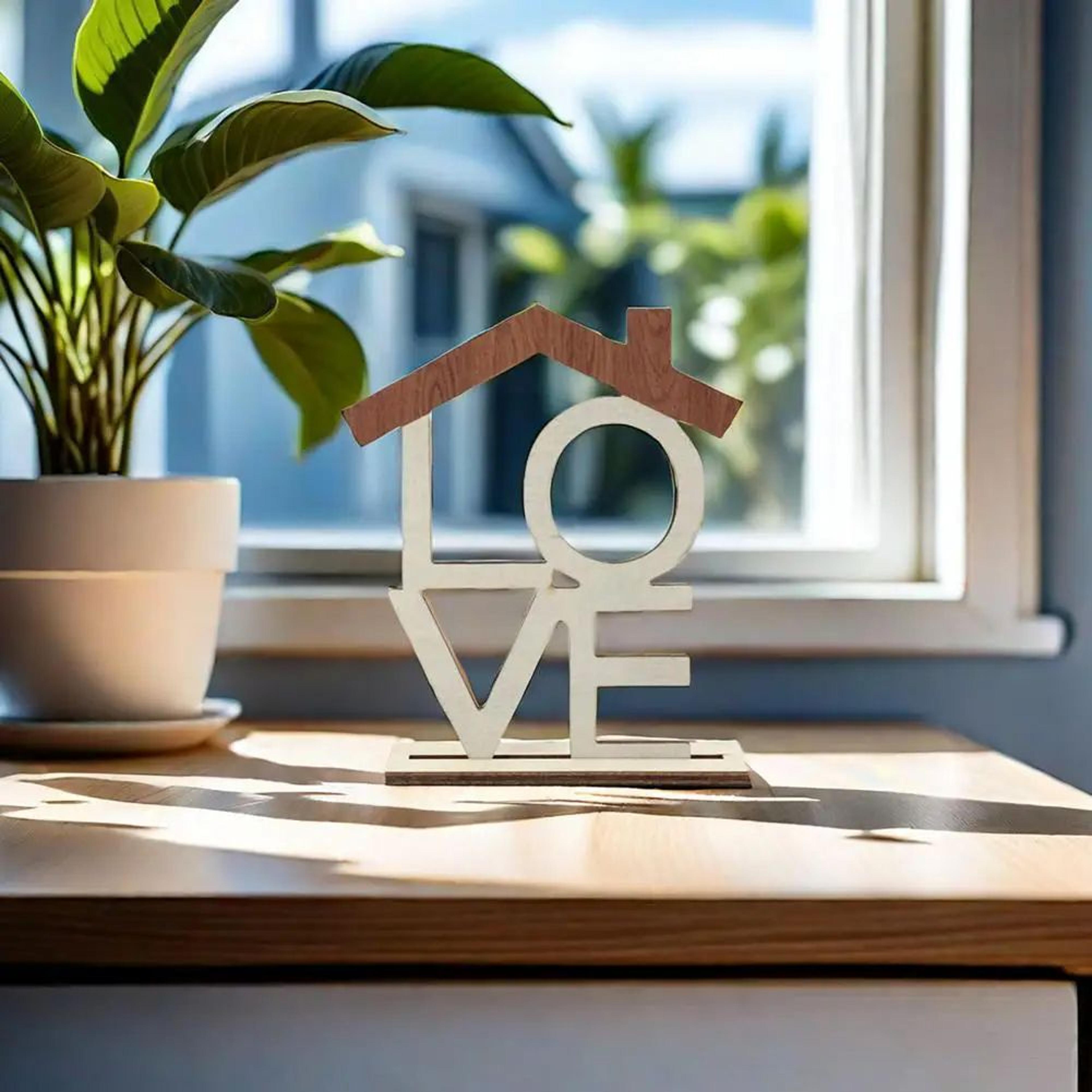 Love Home Desktop Decor With Wooden Base Elegant Ornament For Living Room Table Centerpiece 4