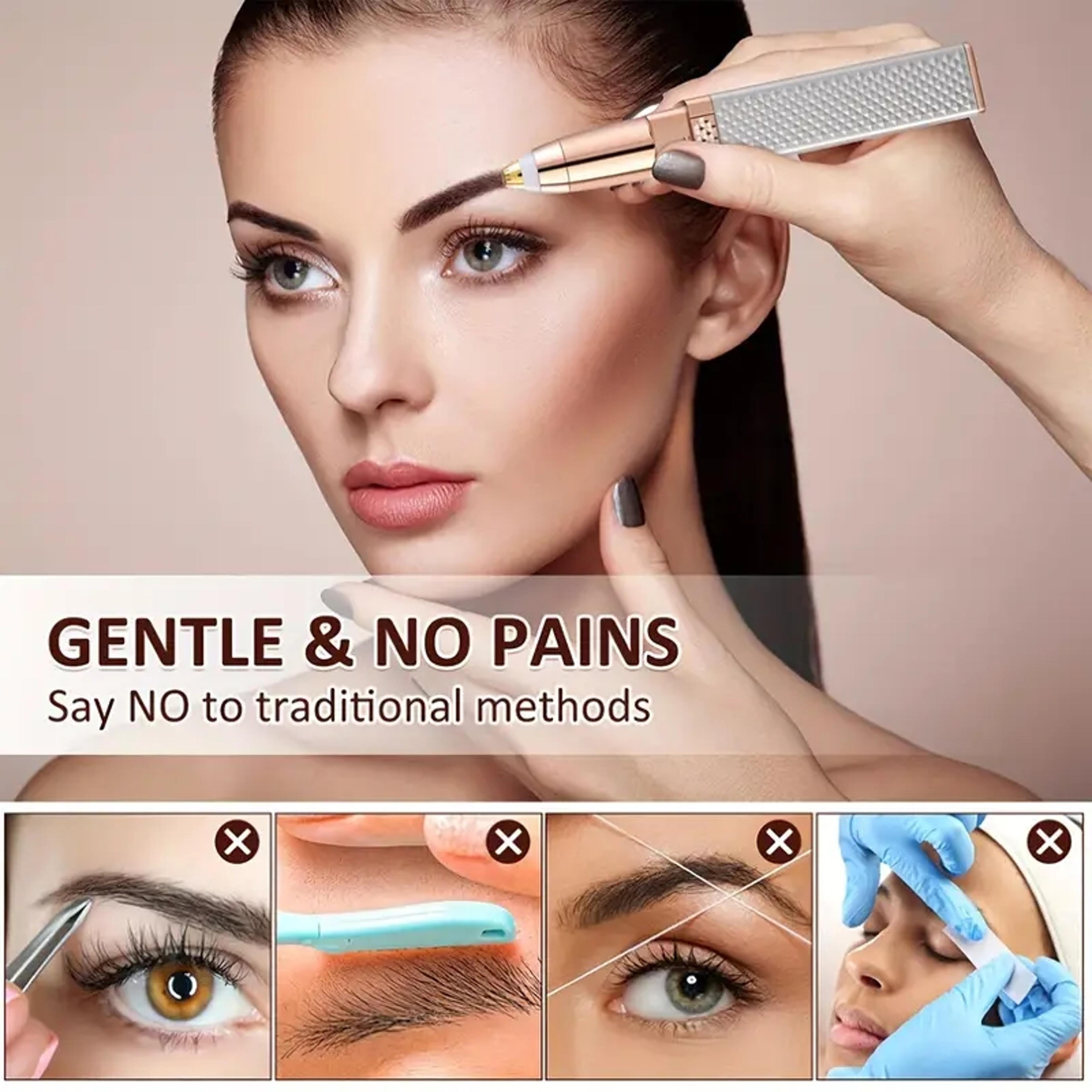Rechargeable 2 in 1 Eyebrow Razor  Hair Shaver with LED Light Painless Hair Removal for Eyebrows P