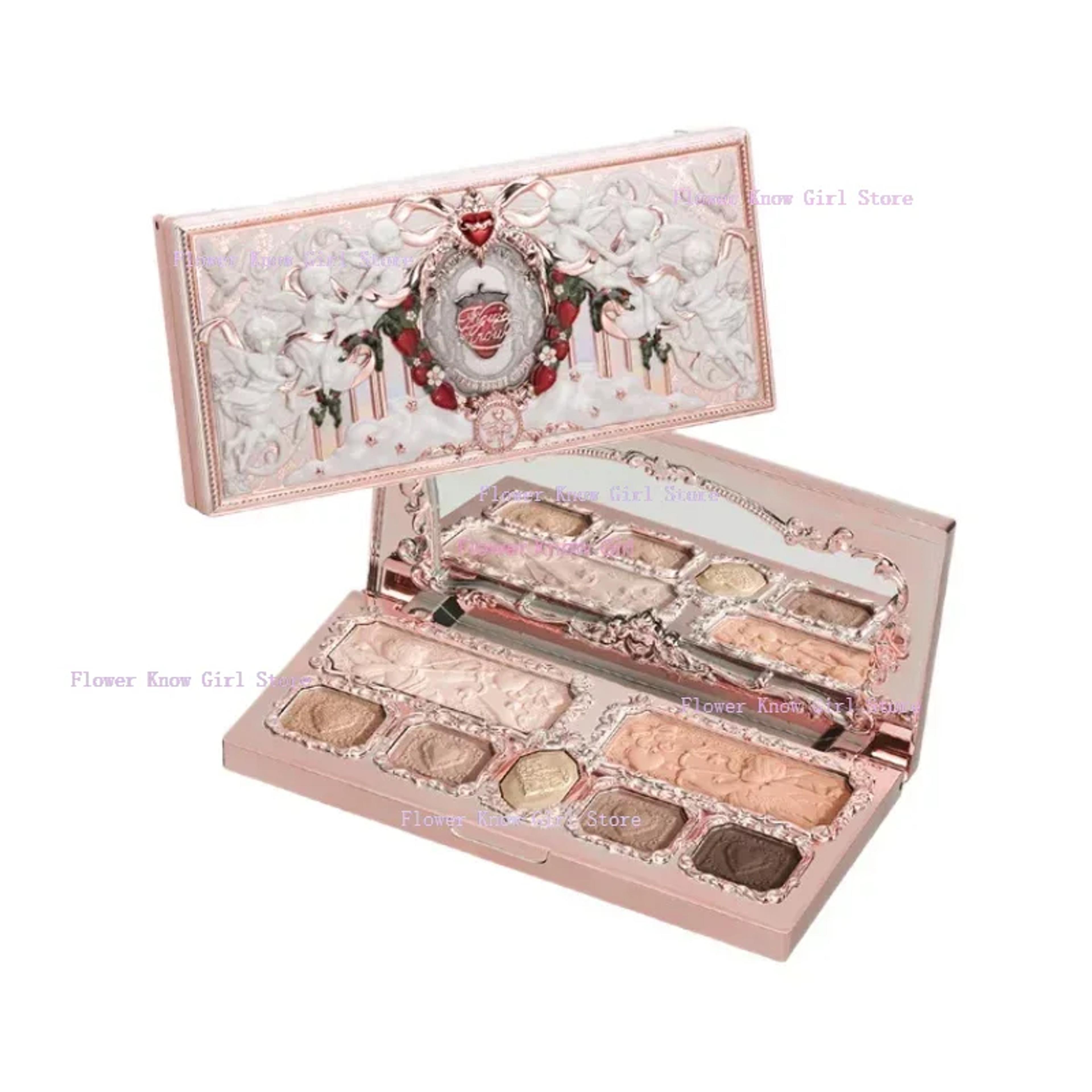flowerknows strawberry cupid collection makeup palette, blush, highlighter, eyeshadow & flower know face bronzer set