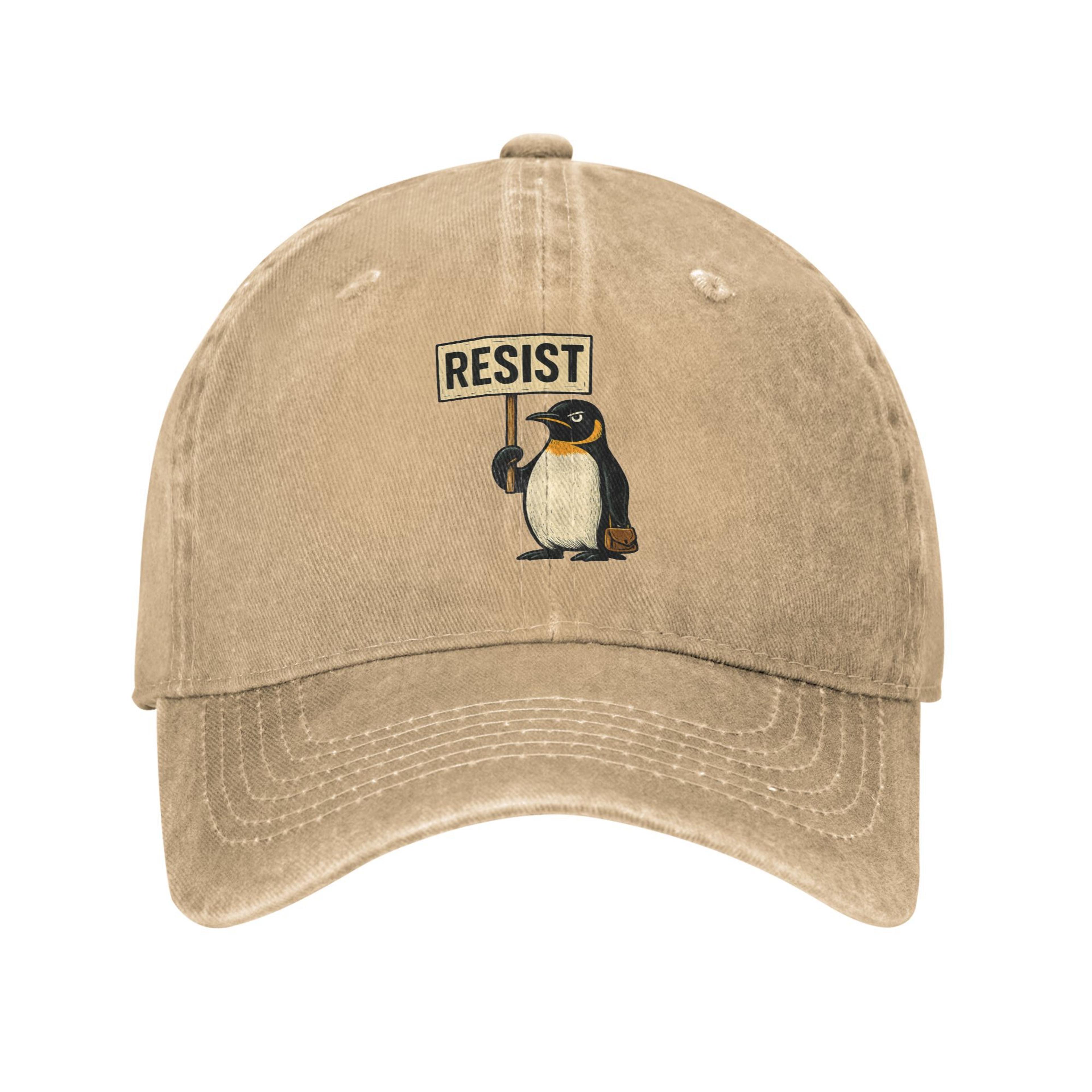 summer casual hip hop hats, baseball cap resist penguin activism graphic design, couple women gym snapback cap