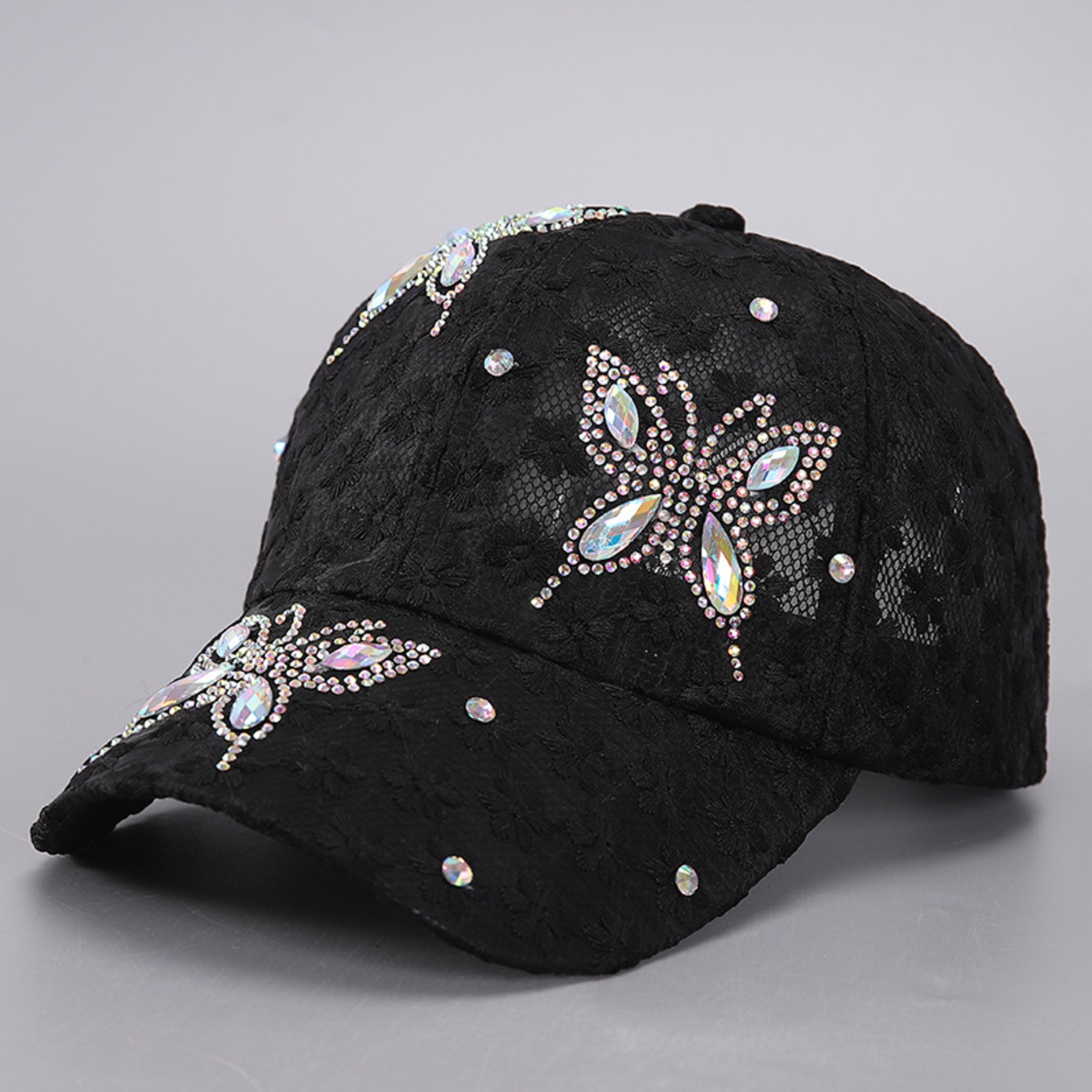 Versatile For Summer New Washed Hat Women New Baseball Cap With Diamond Inlaid Denim Duckbill Hat S 4