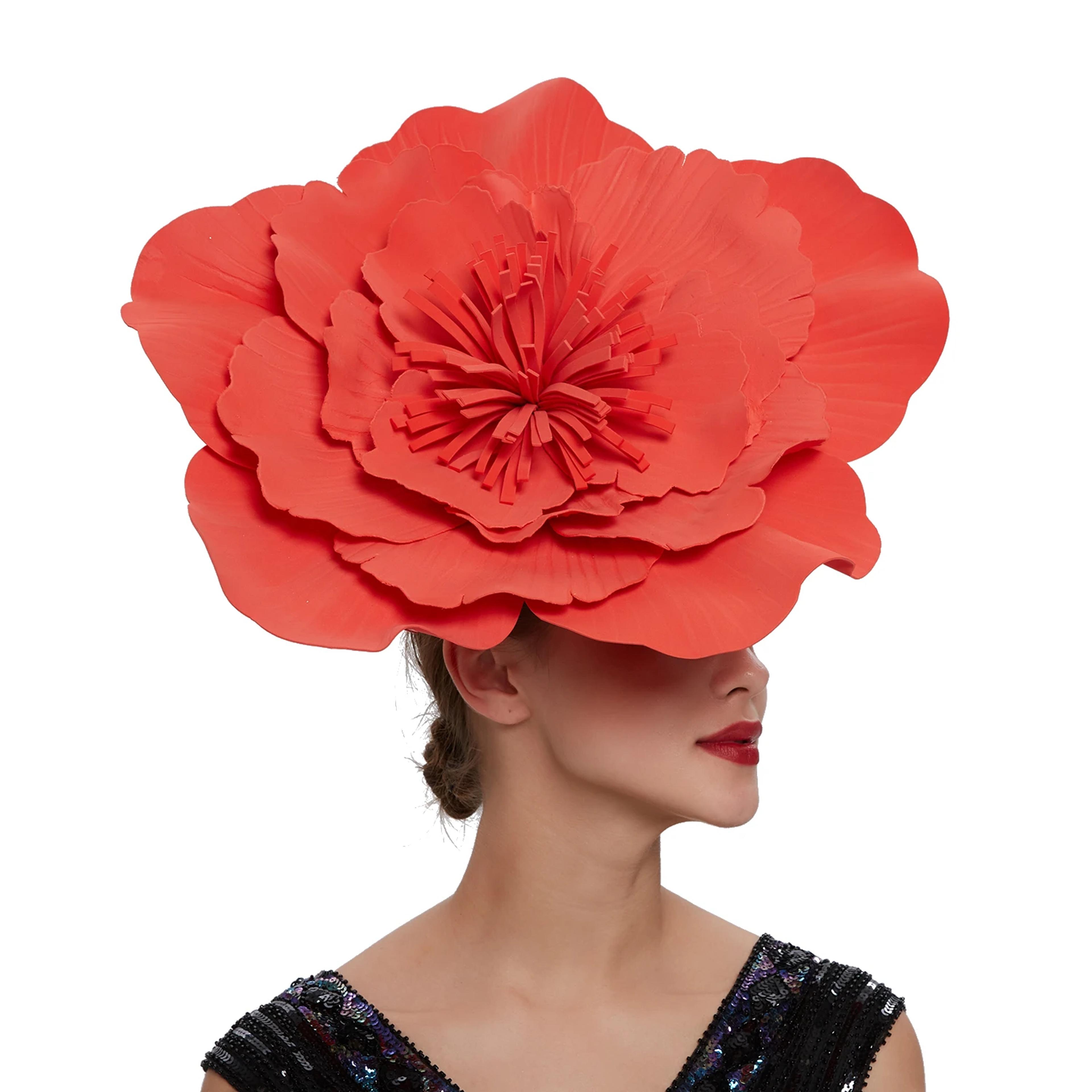 Elegant Women Large Flower Hair Band Bow Fascinator Hat Bridal Headdress Prom Party Photo Shoot Pho 3