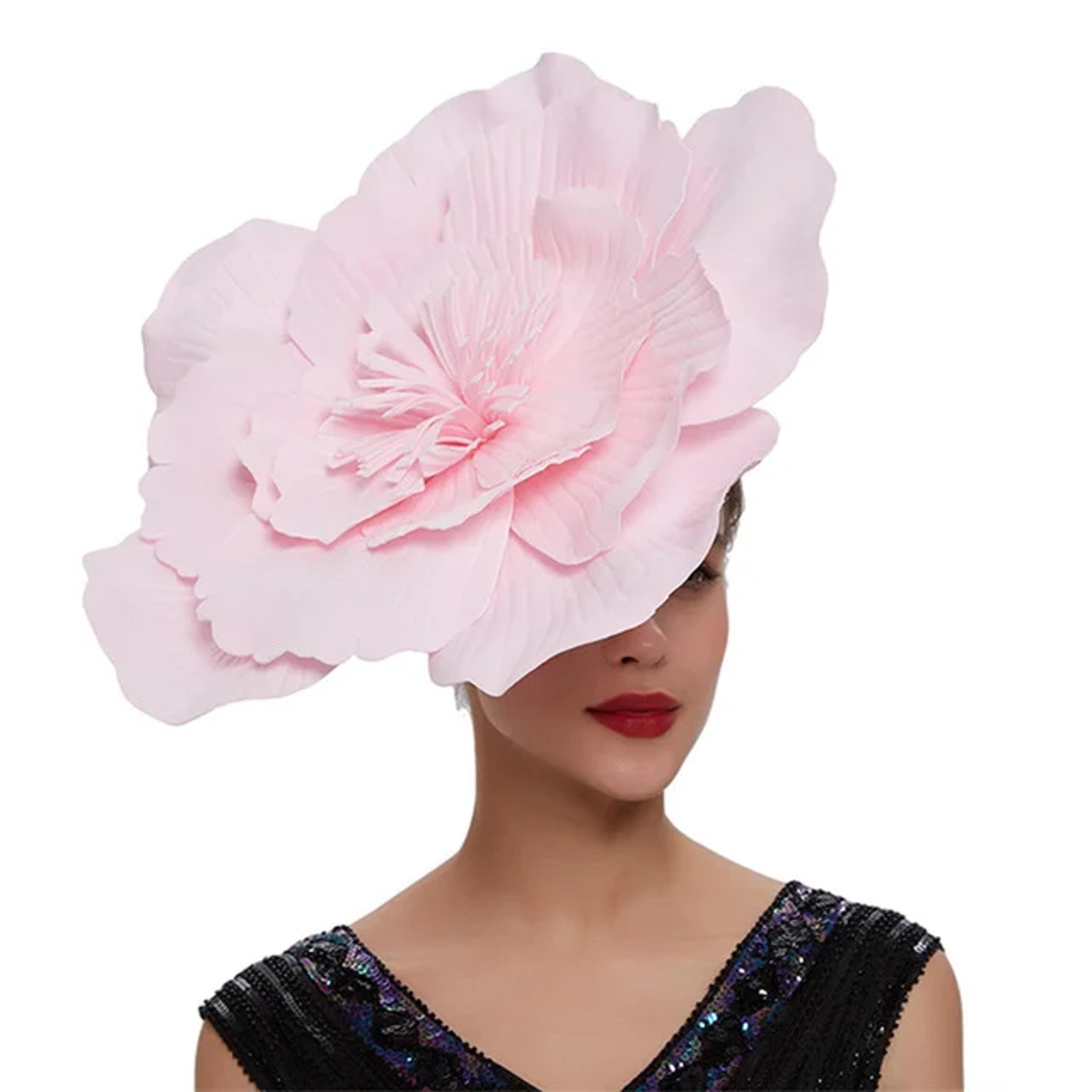 Elegant Women Large Flower Hair Band Bow Fascinator Hat Bridal Headdress Prom Party Photo Shoot Pho 11