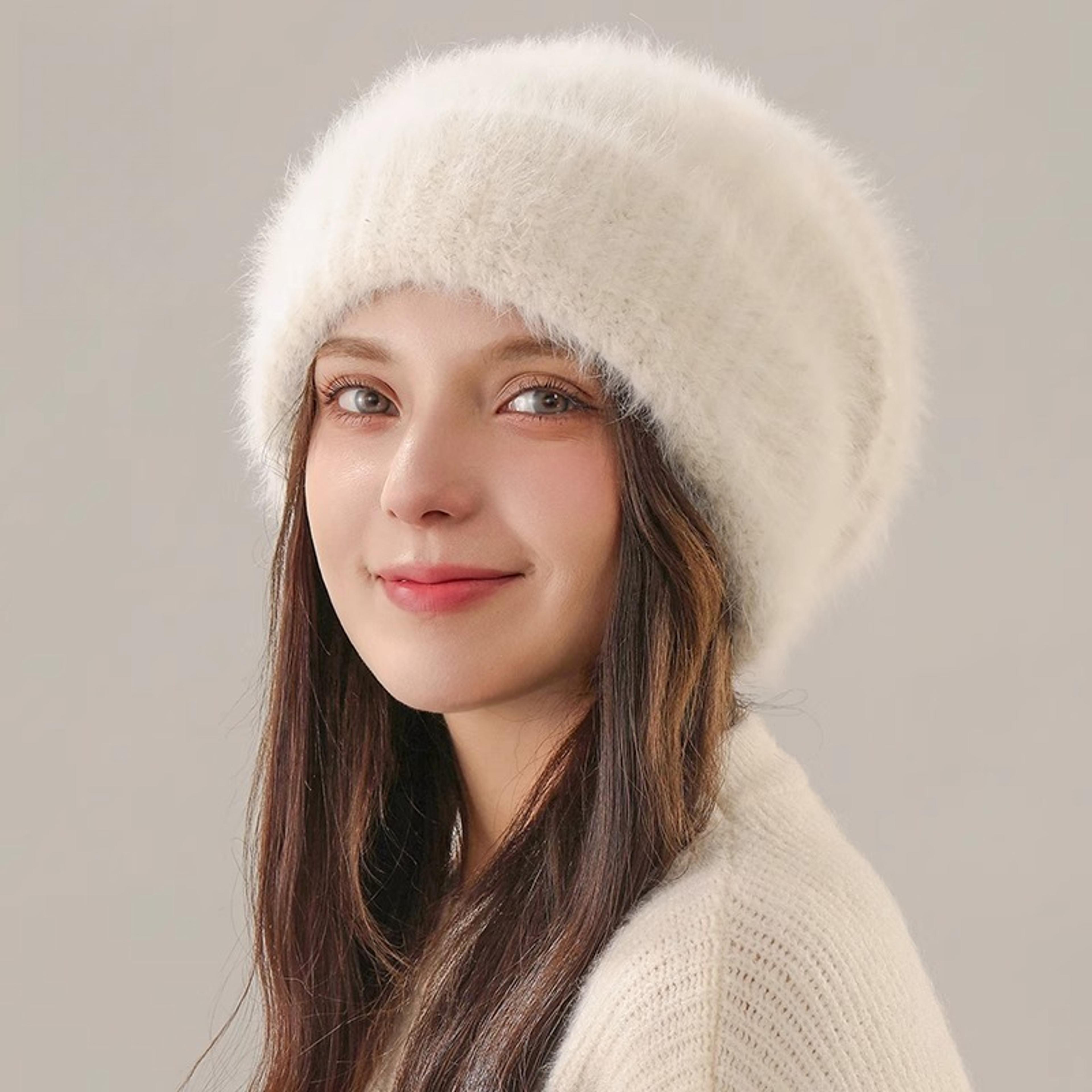 leisure warm elastic beanie, 1pc women winter knit hat, multifunctional skull cap for ski and valentine's day