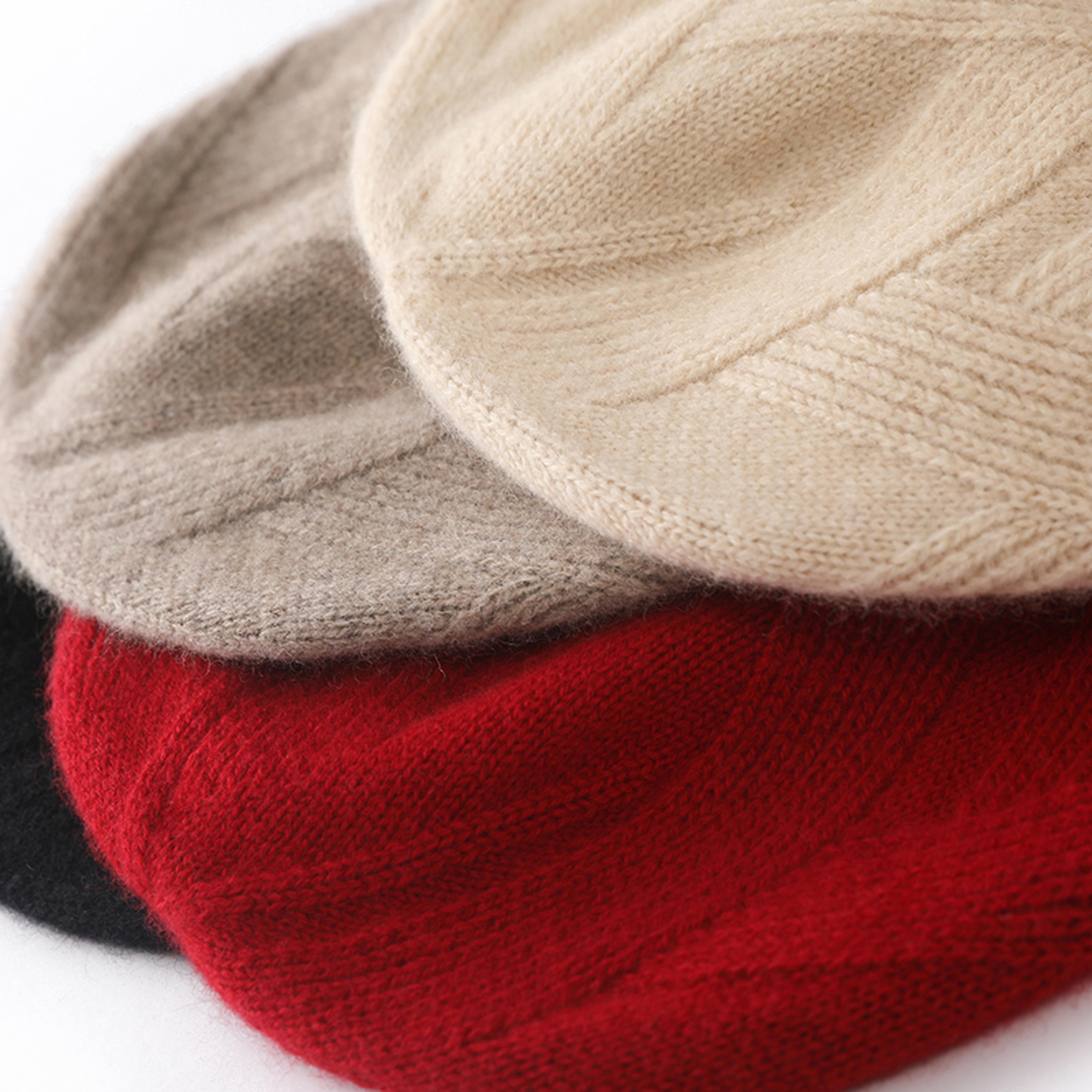 New 100 Pure Cashmere Women Hat Winter Soft Warm Knitted Headgear Lady Fashion Casual Thicken Cap 5