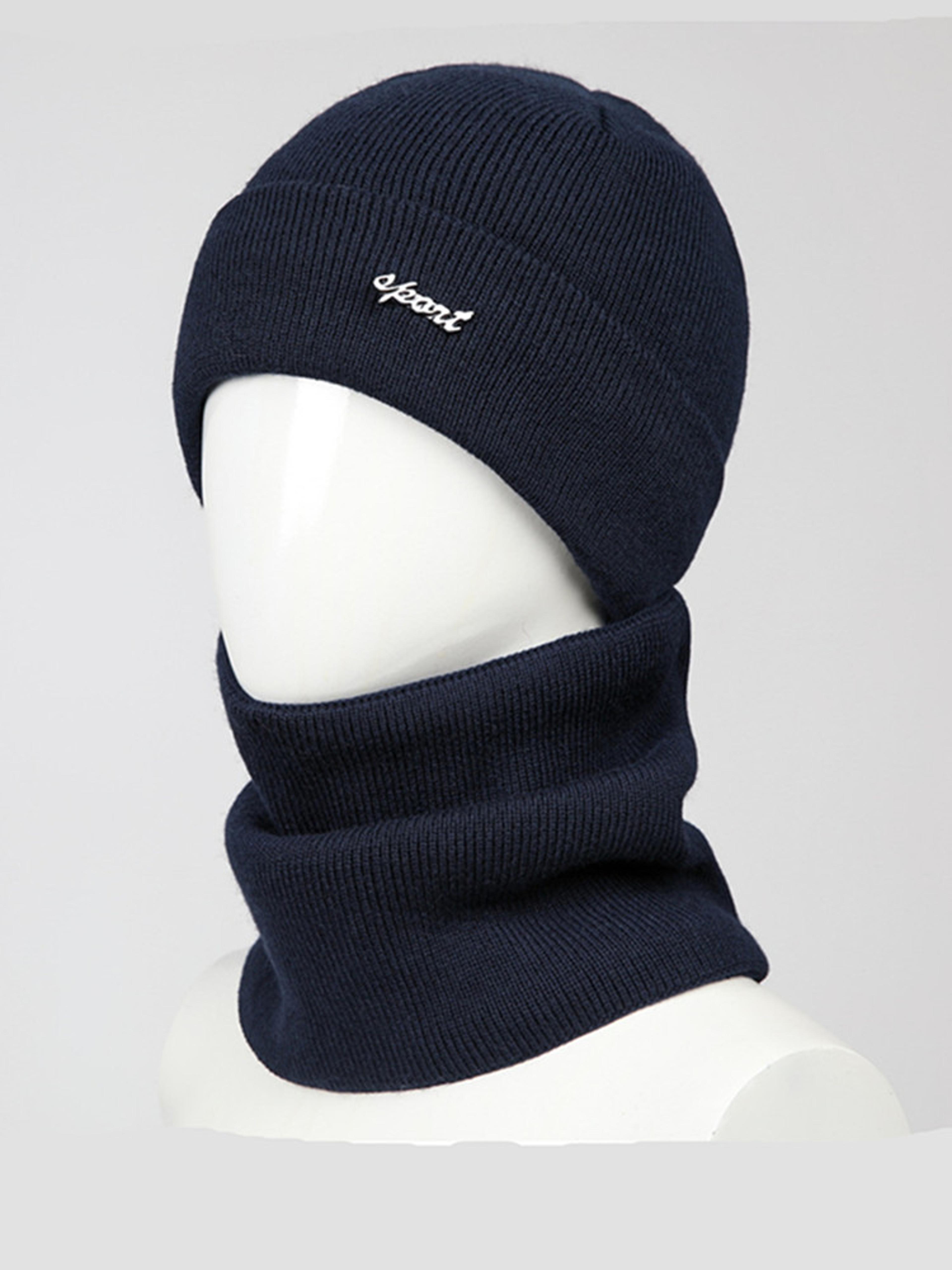 Knitted Hat And Scarf Set Fleece Lined Warm Earmuff Hat Outdoor Cycling Cold Weather Protection 5