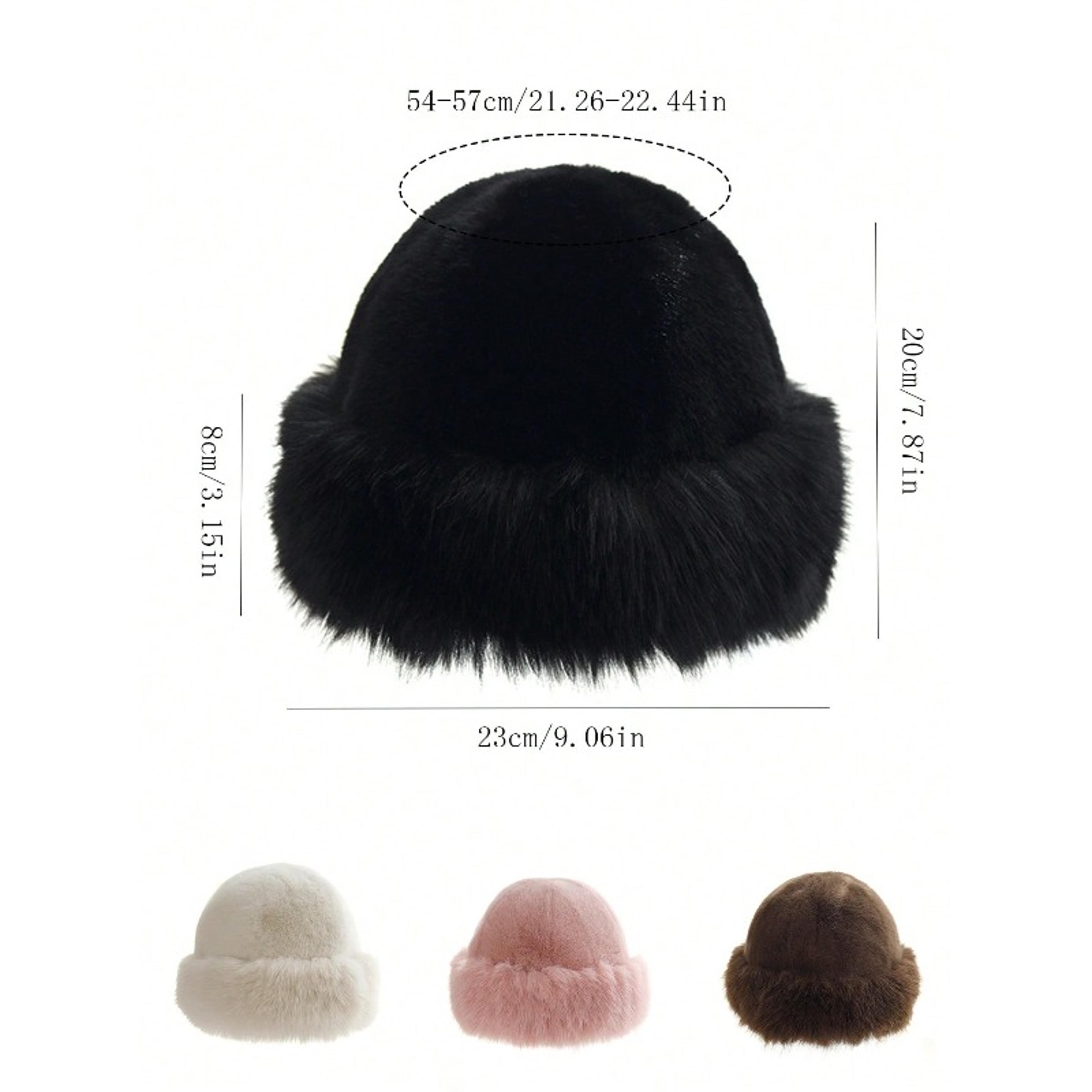 Warm Thick Fleece Bucket Hat For Women Simple And Casual Winter Hat Fashionable Outdoor Skiing Cap 4