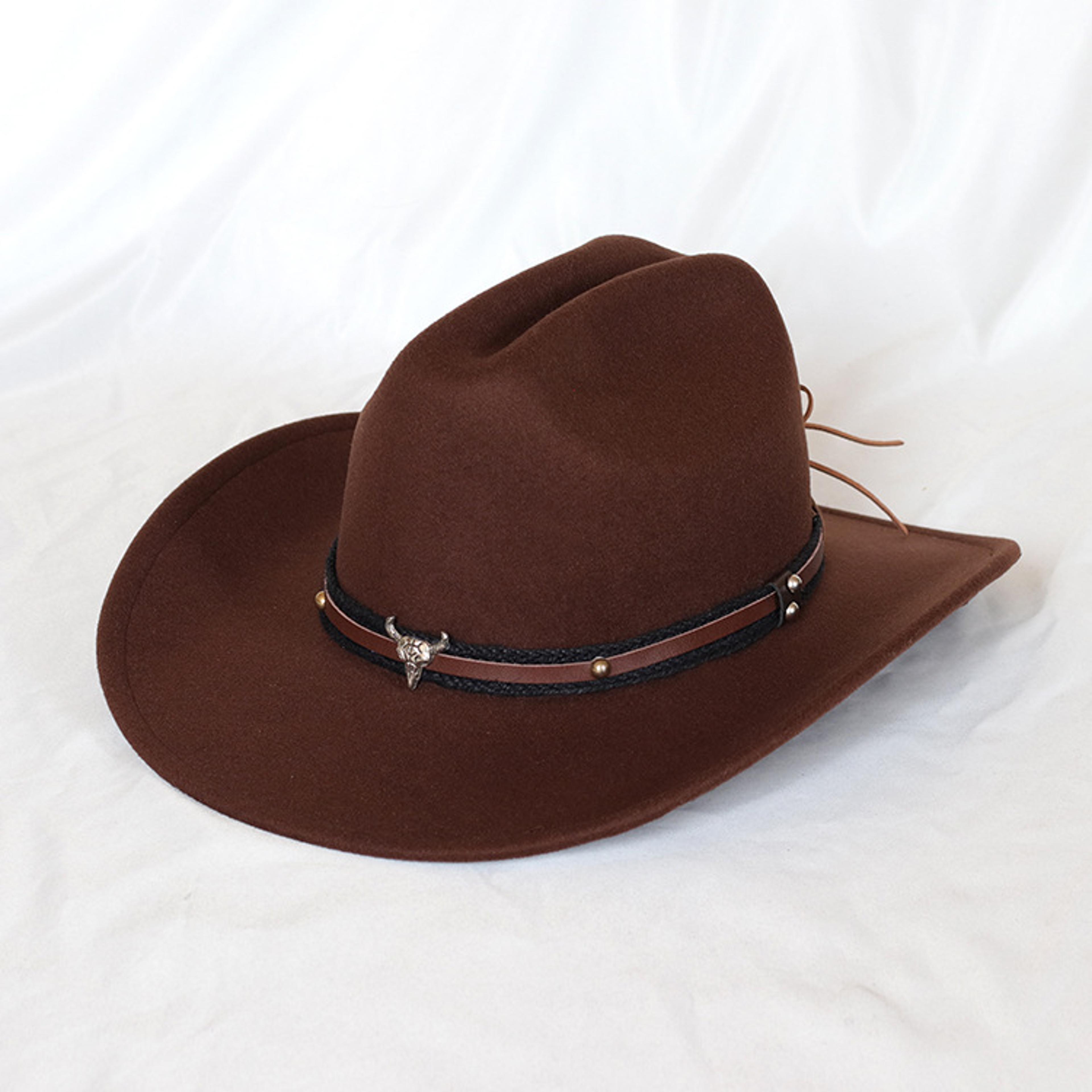 Cowgirl Western Cowboy Hat Vintage Leather Wide Brim Jazz Cap For Men Gentleman Lady Sombrero Style 7