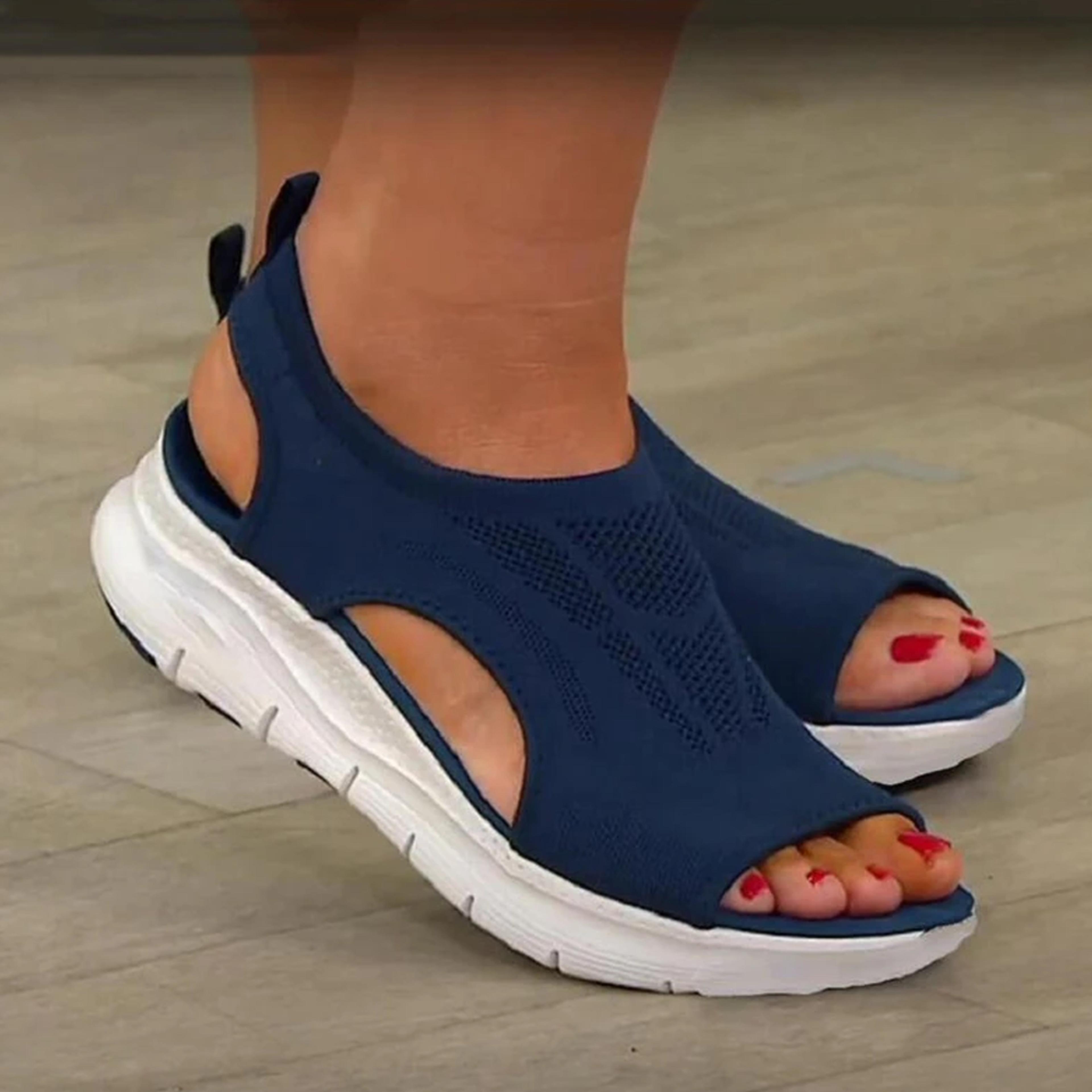 Supportive stretch orthotic sandals for long walks