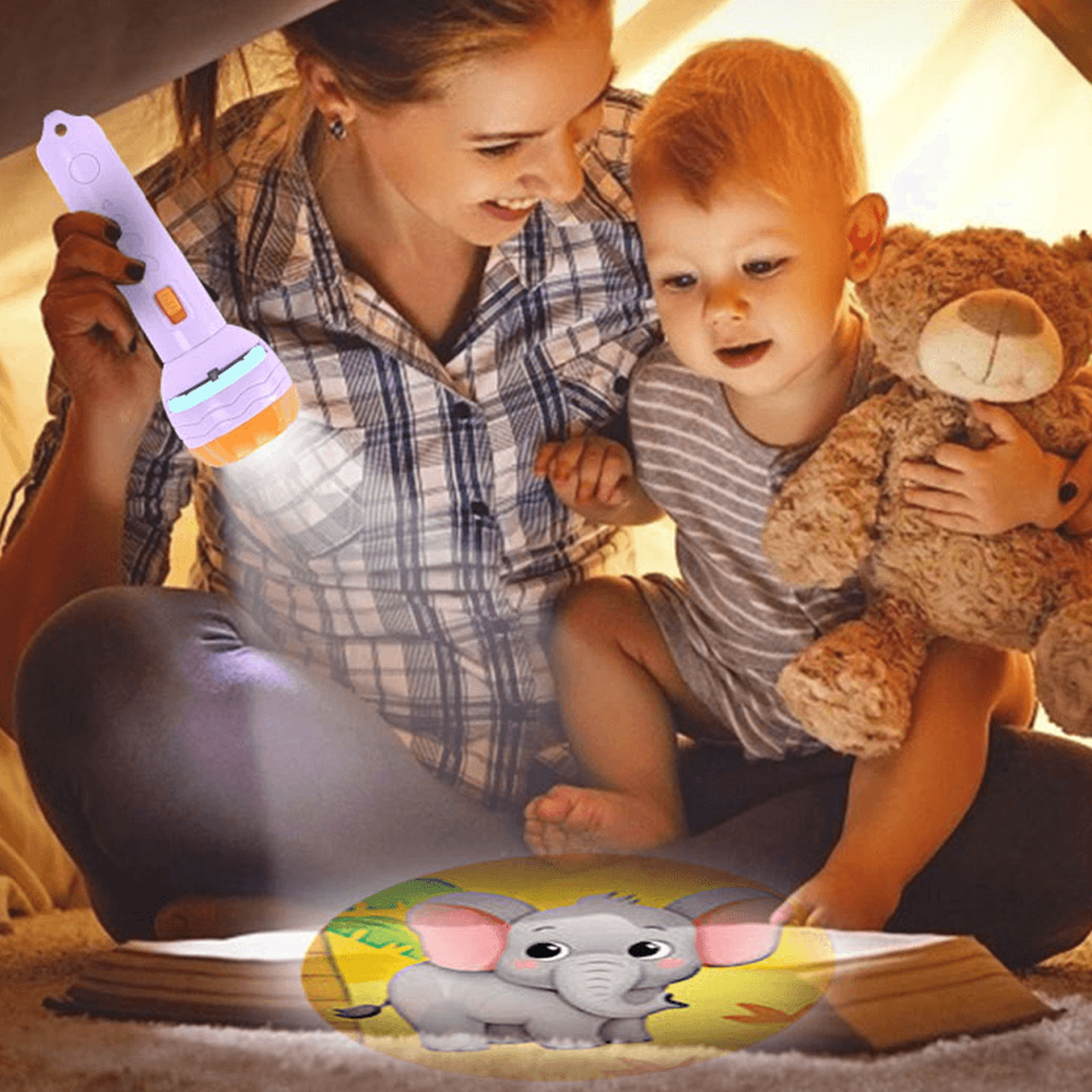 Interactive projector flashlight toy for kids