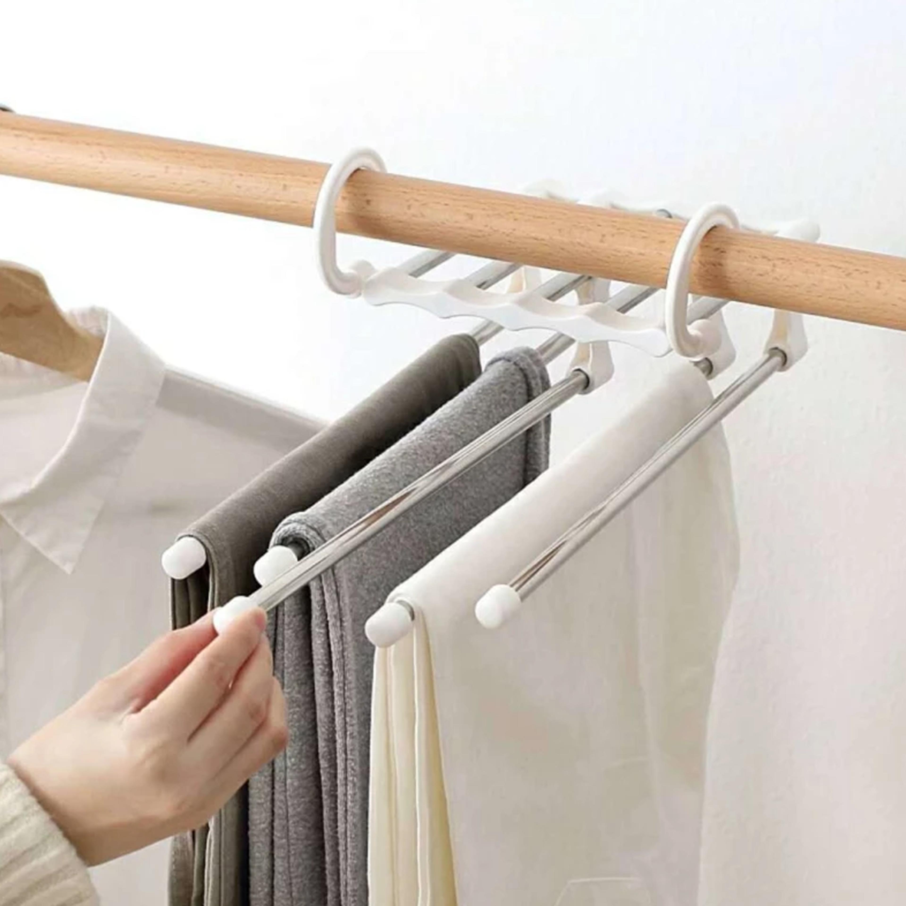 Durable stainless steel pants rack with adjustable rods