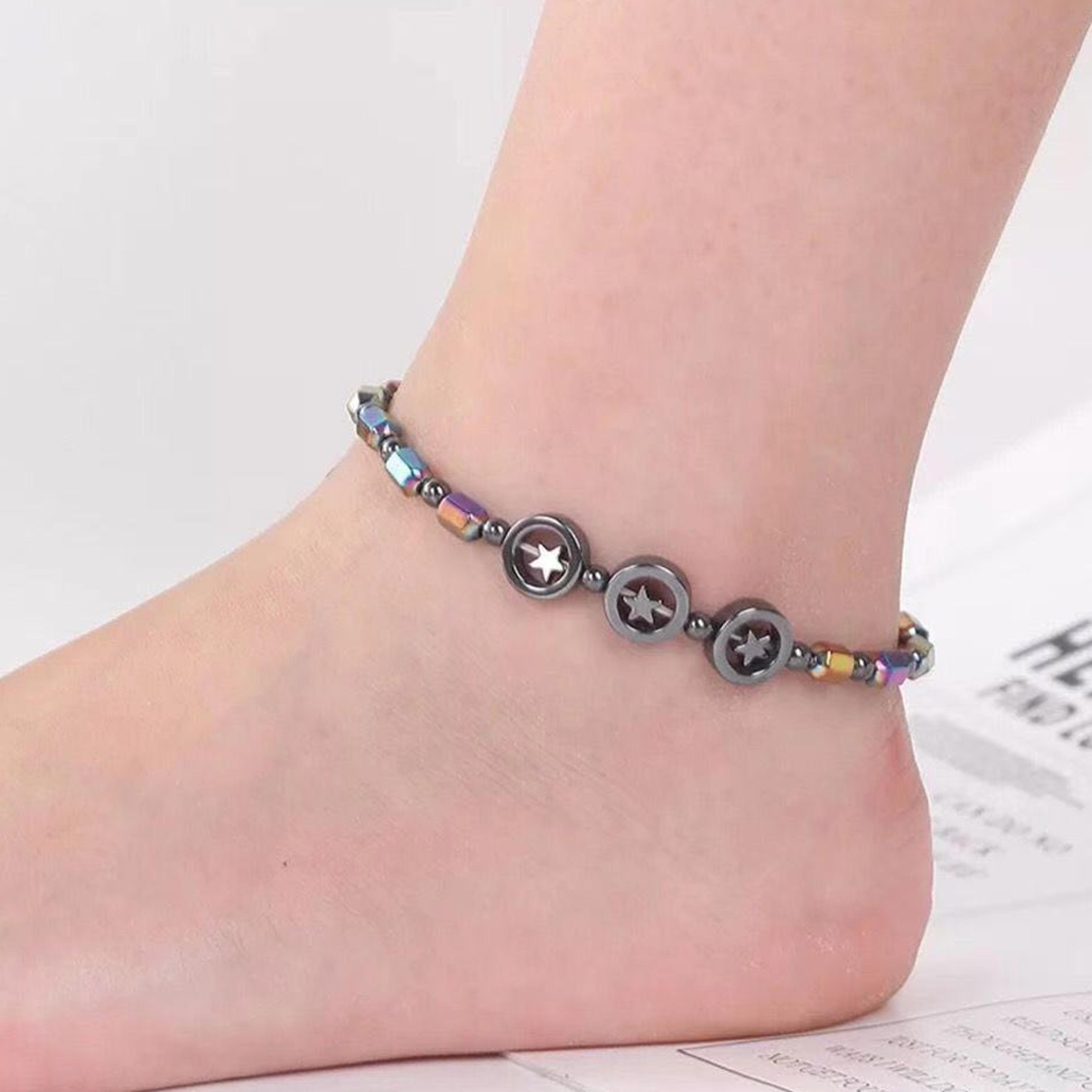obsidian magnetic therapy anklet – reduce swelling & varicose veins | perfect health gift for her
