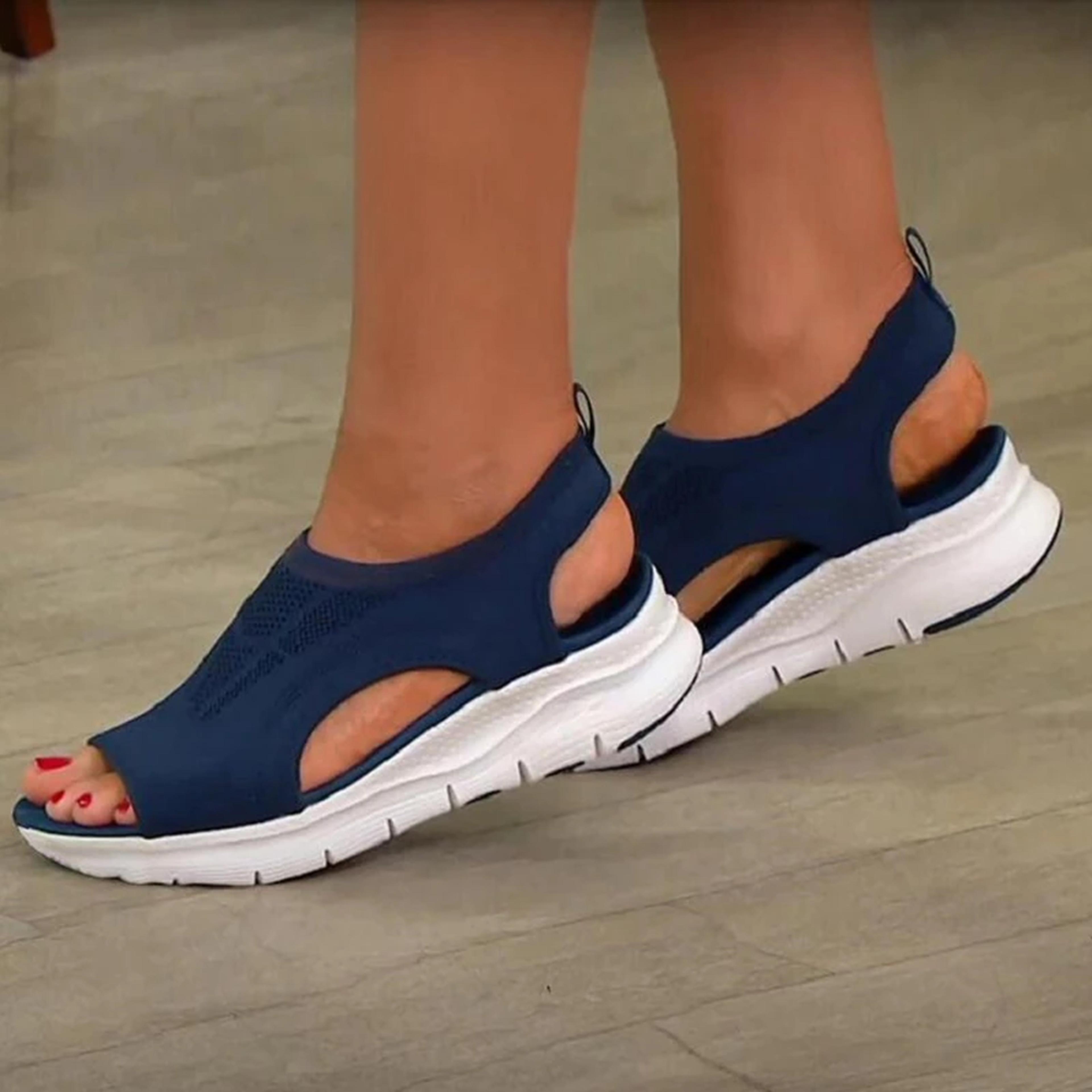 Closeup of arch support in stylish orthopedic sandals