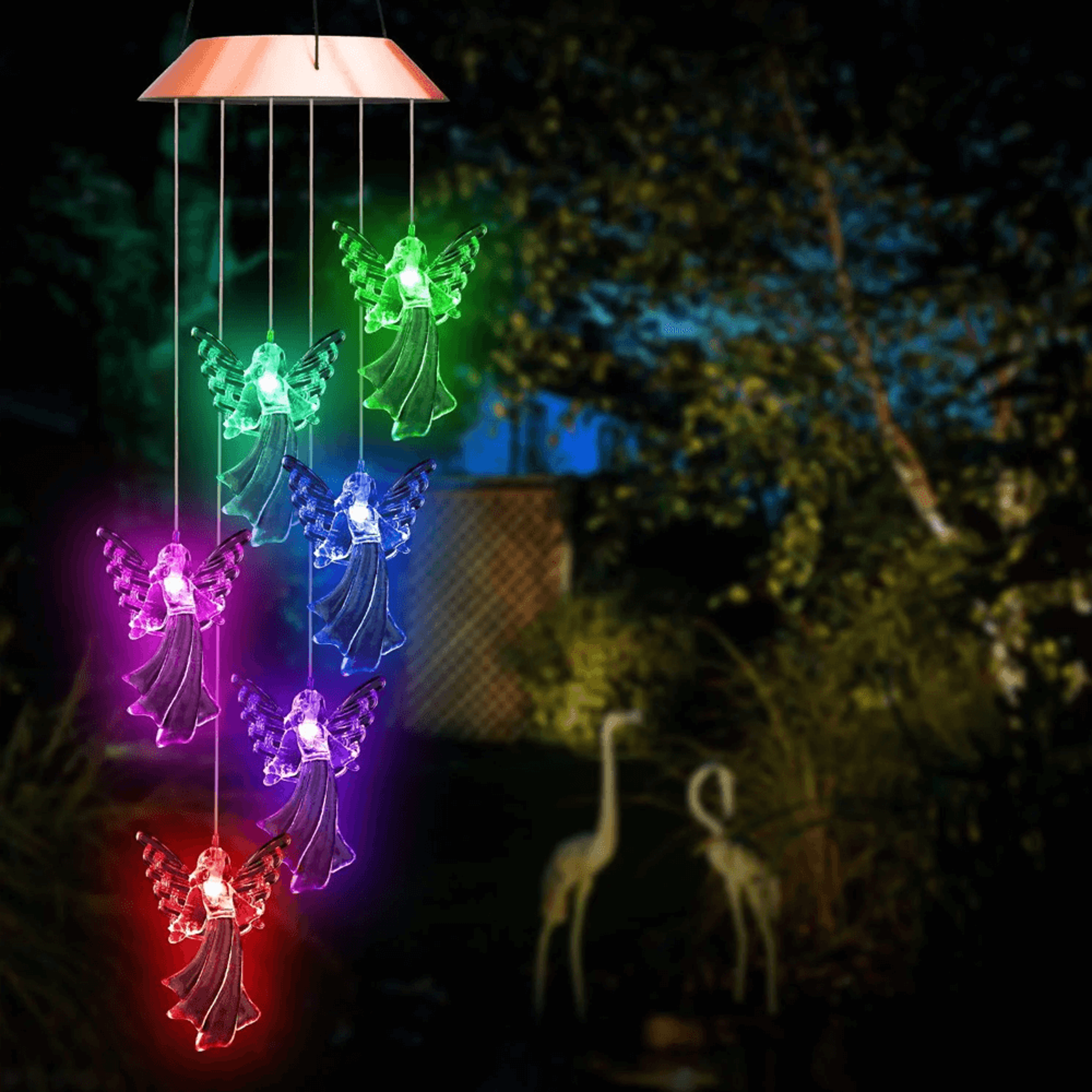 guardian angel wind chime solar light