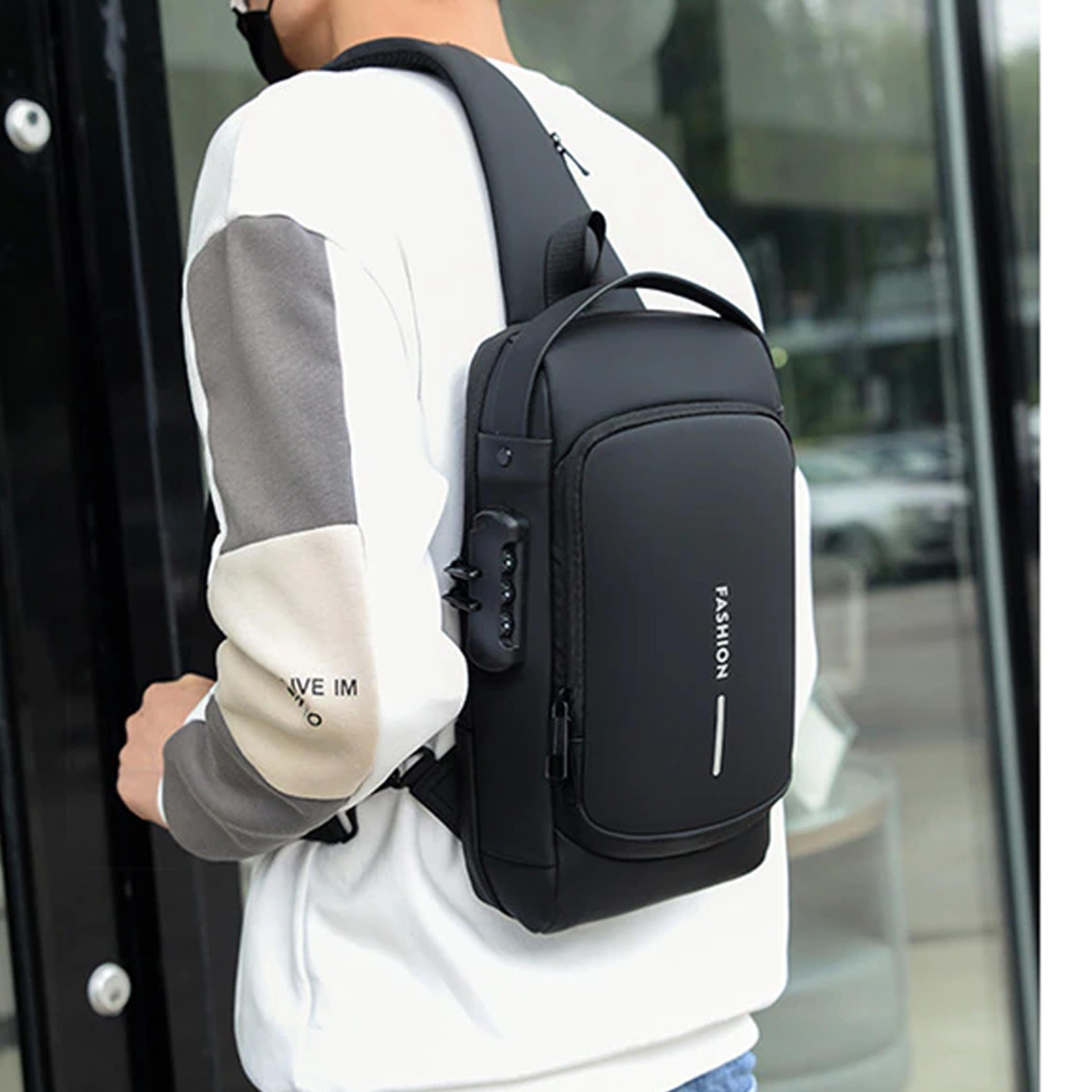usb charging sport sling anti-theft shoulder bag