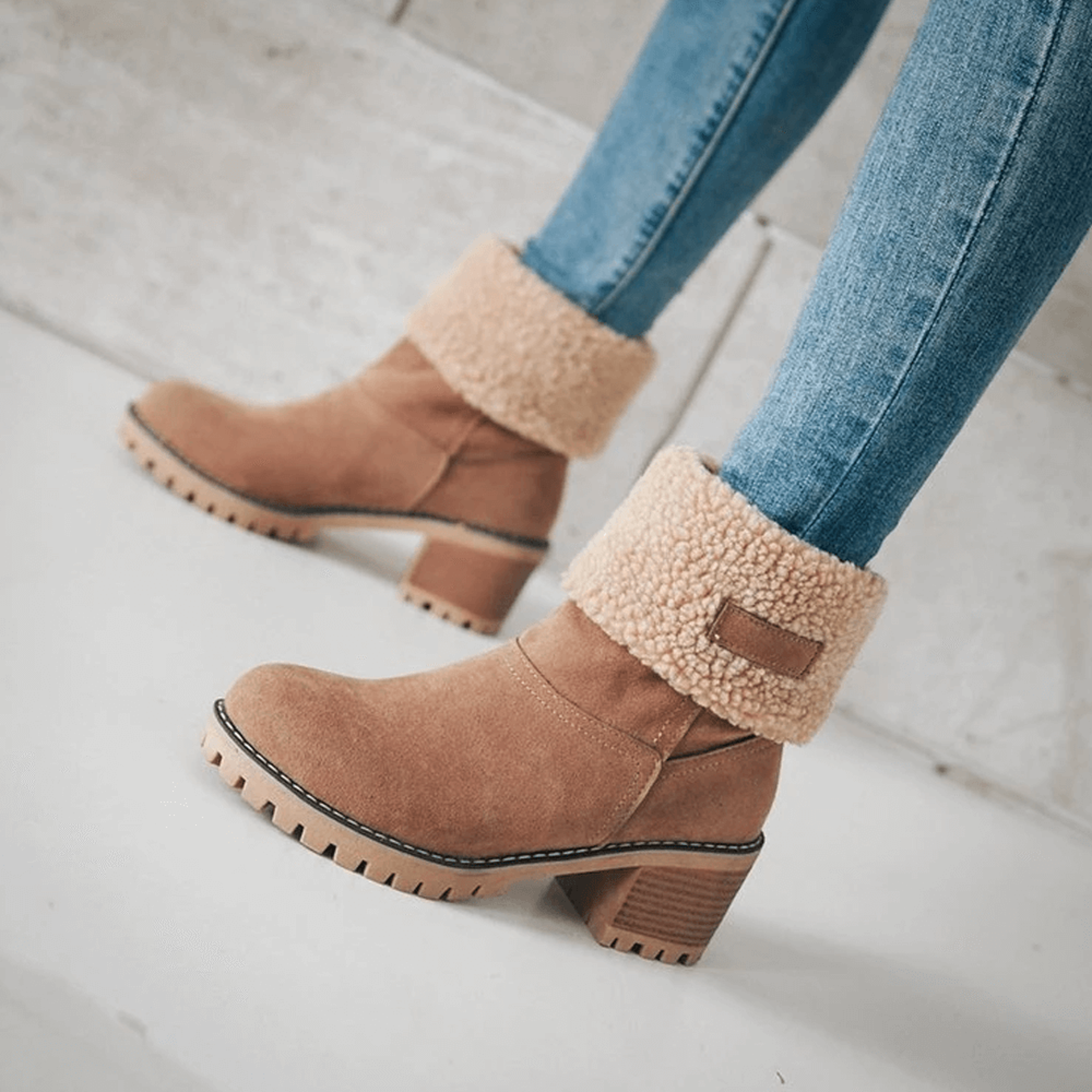 snow boots block heels