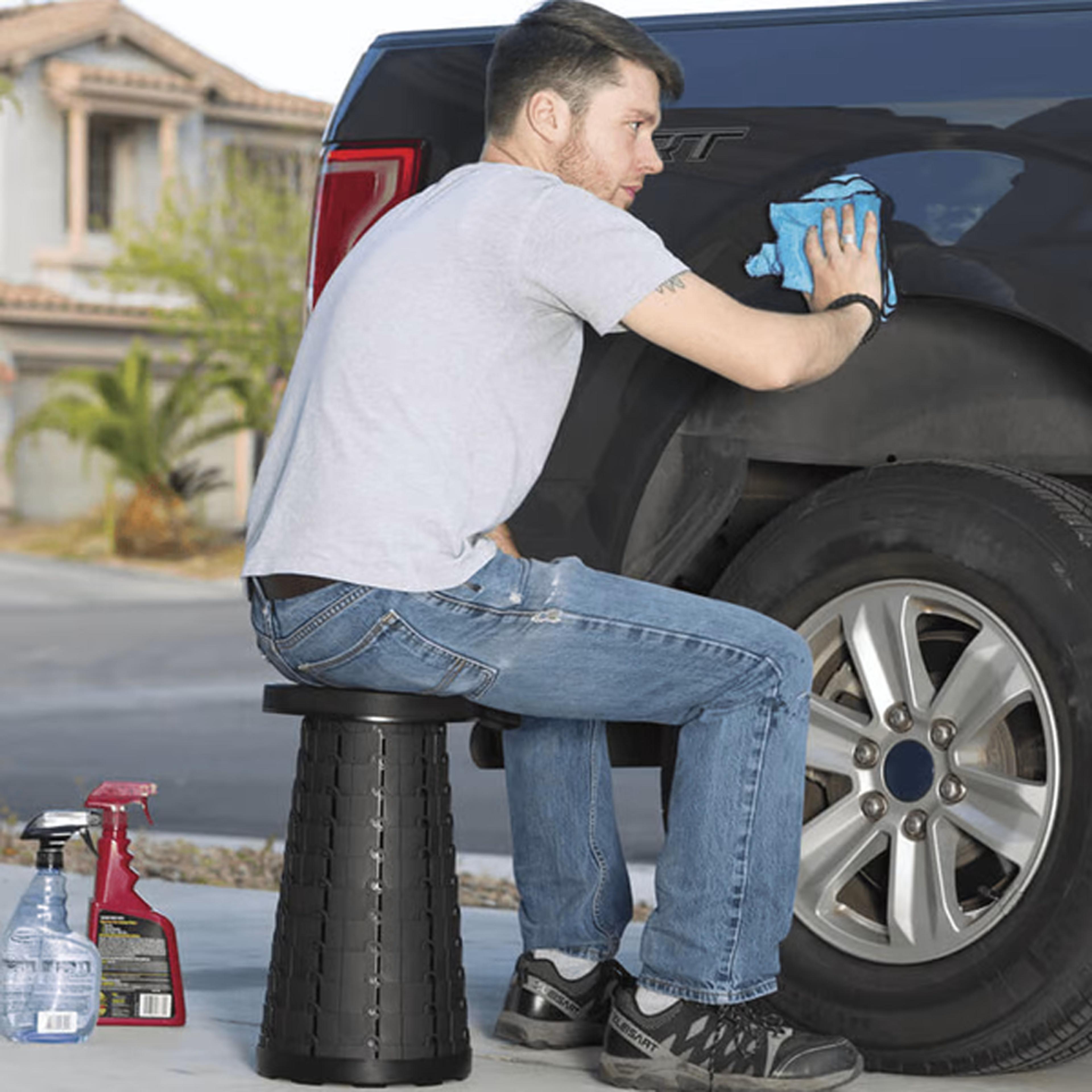 Portable Telescopic Outdoor Stool black