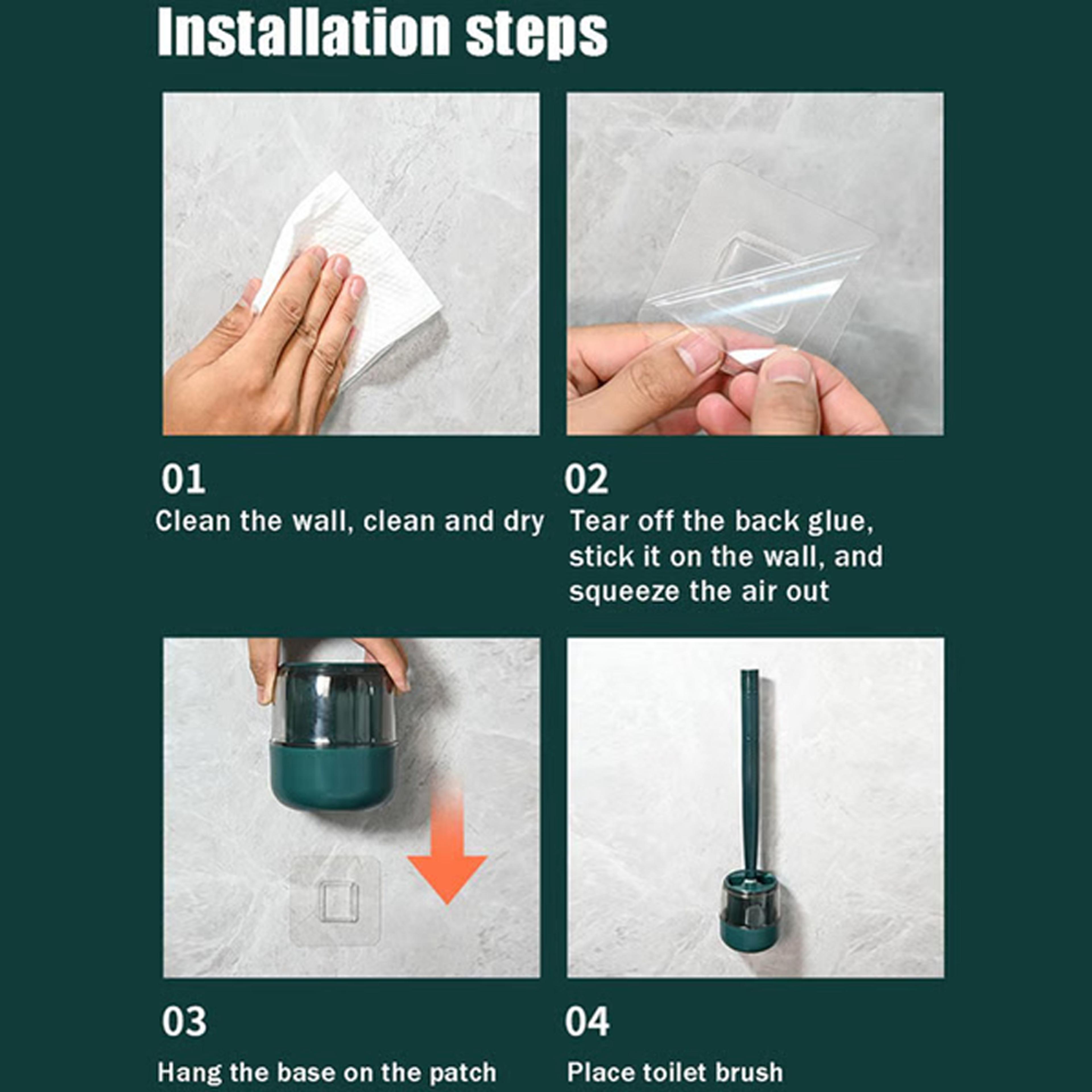 Household Punch-Free Wall Hanging Long Handle Silicone Toilet Brush 4