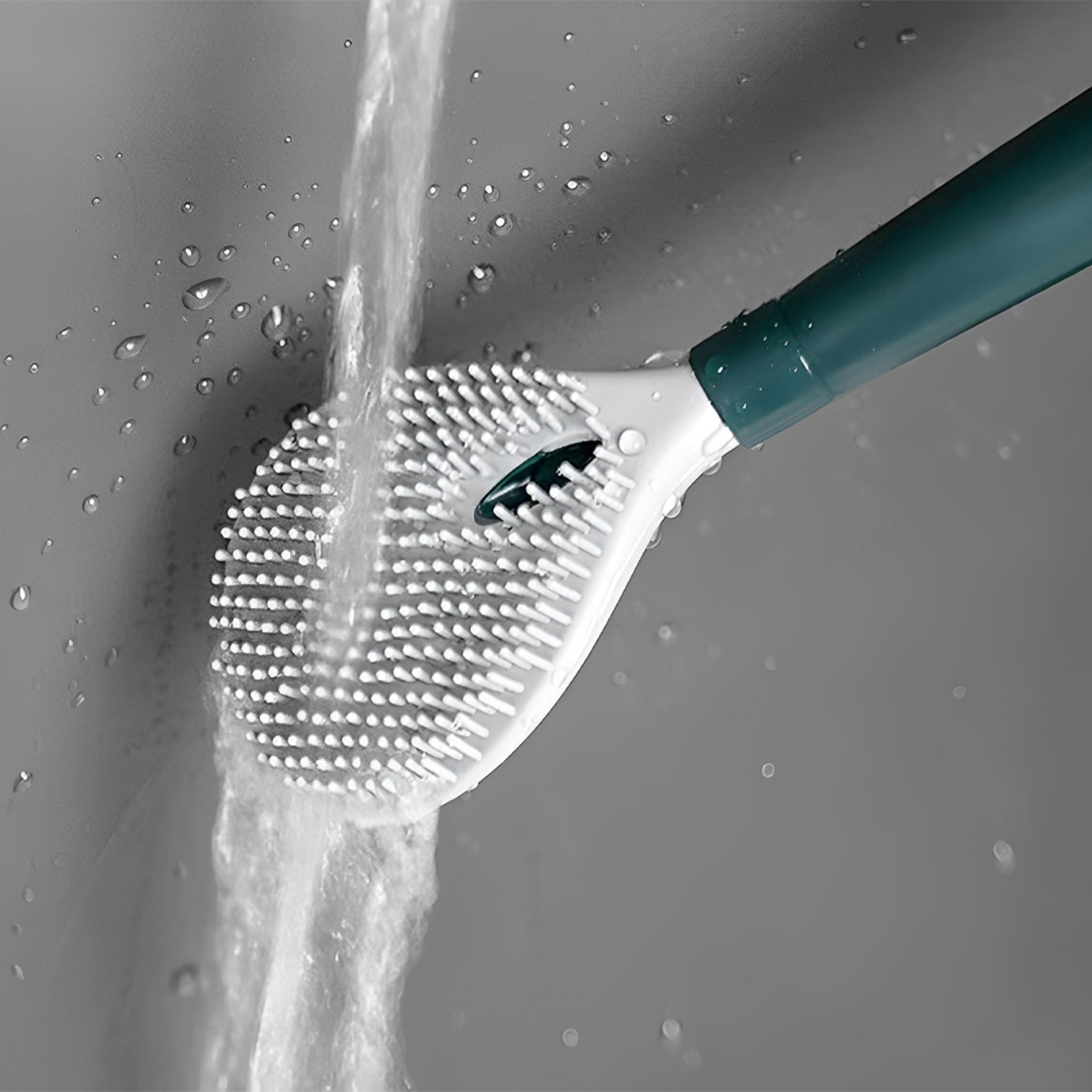 household punch-free wall hanging long handle silicone toilet brush