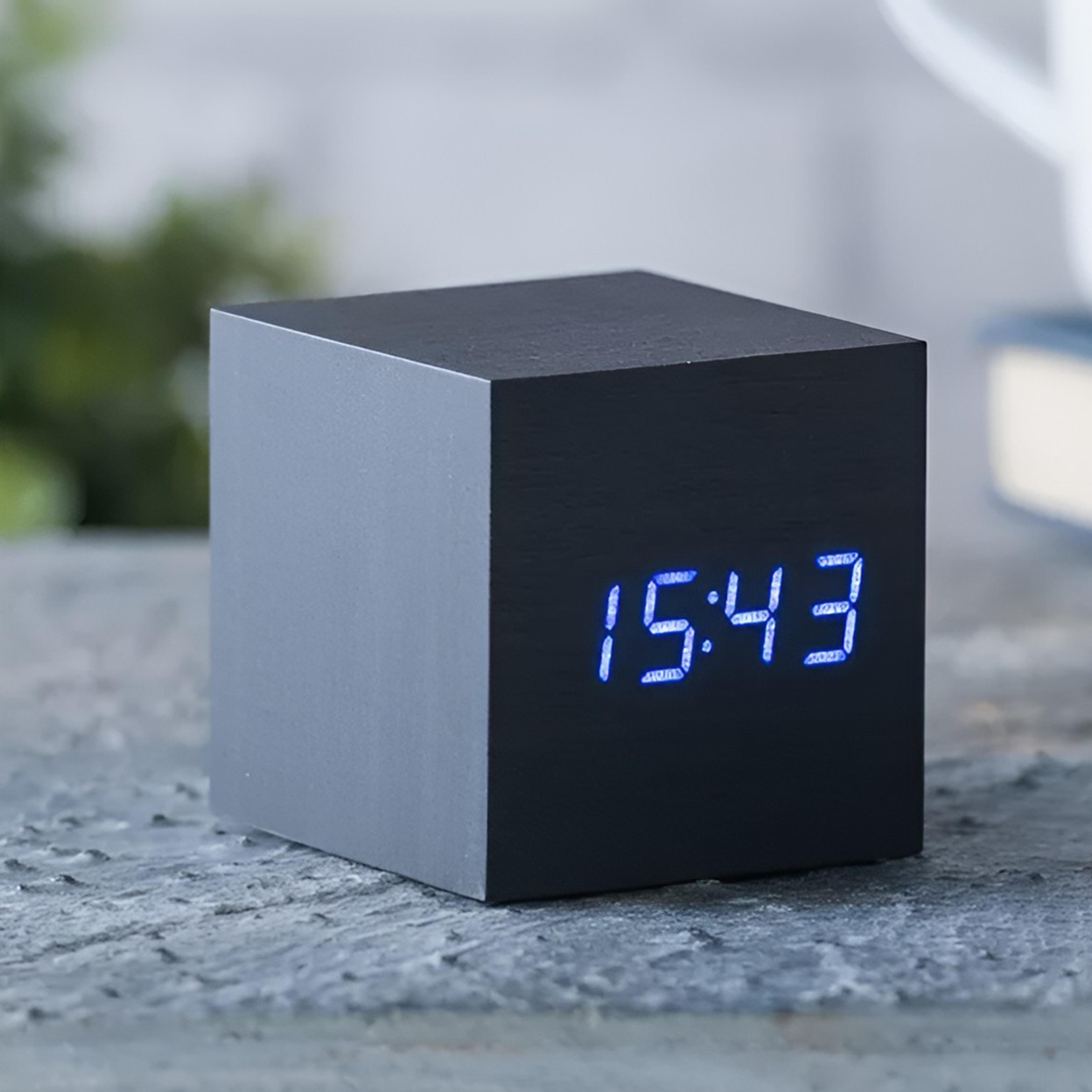 real led wooden cube clock with vintage charm and modern functionality for home or office decor