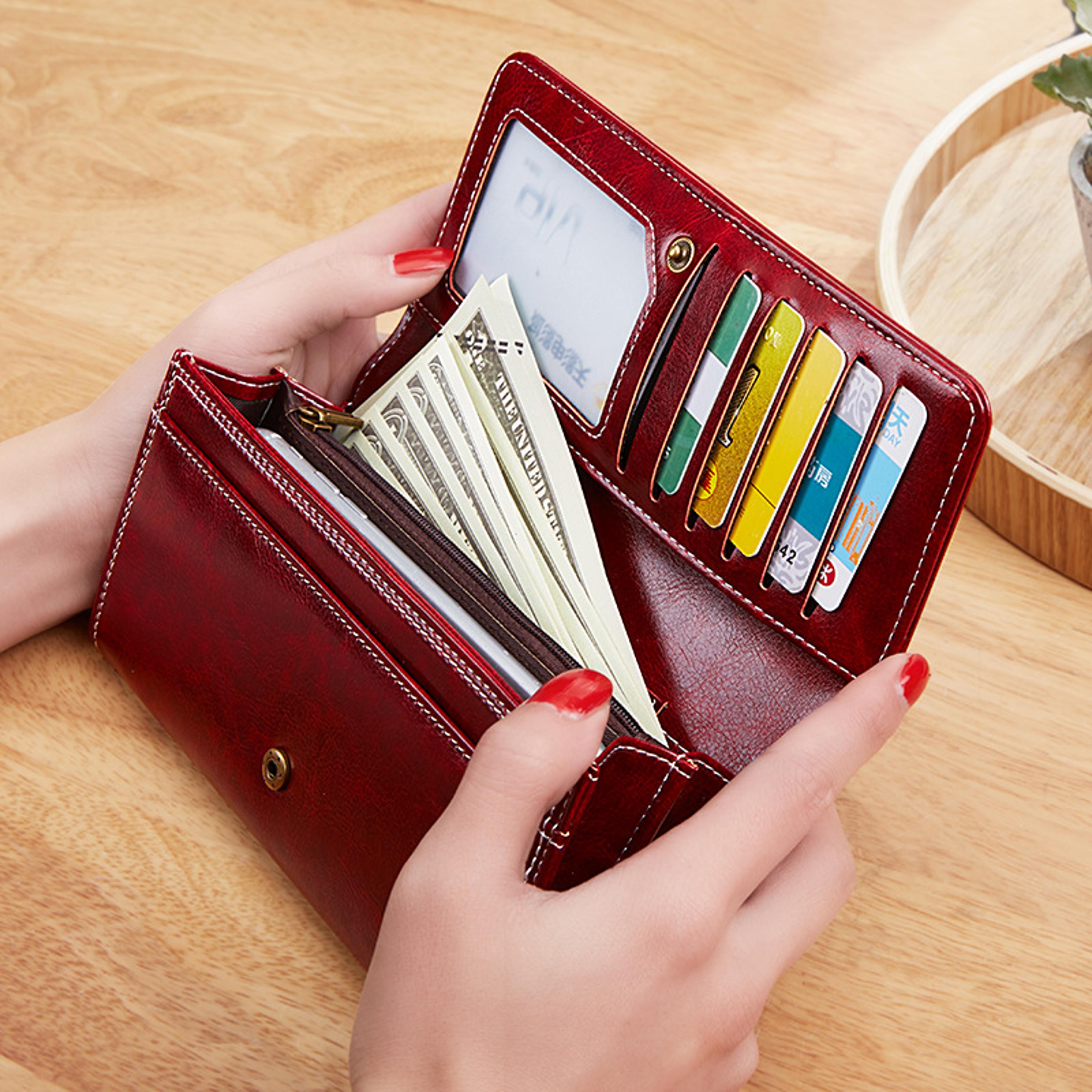Luxury Leather Womens Long Wallet Fashionable Purses With Card Holder Money Bag  Handbag For Women 1
