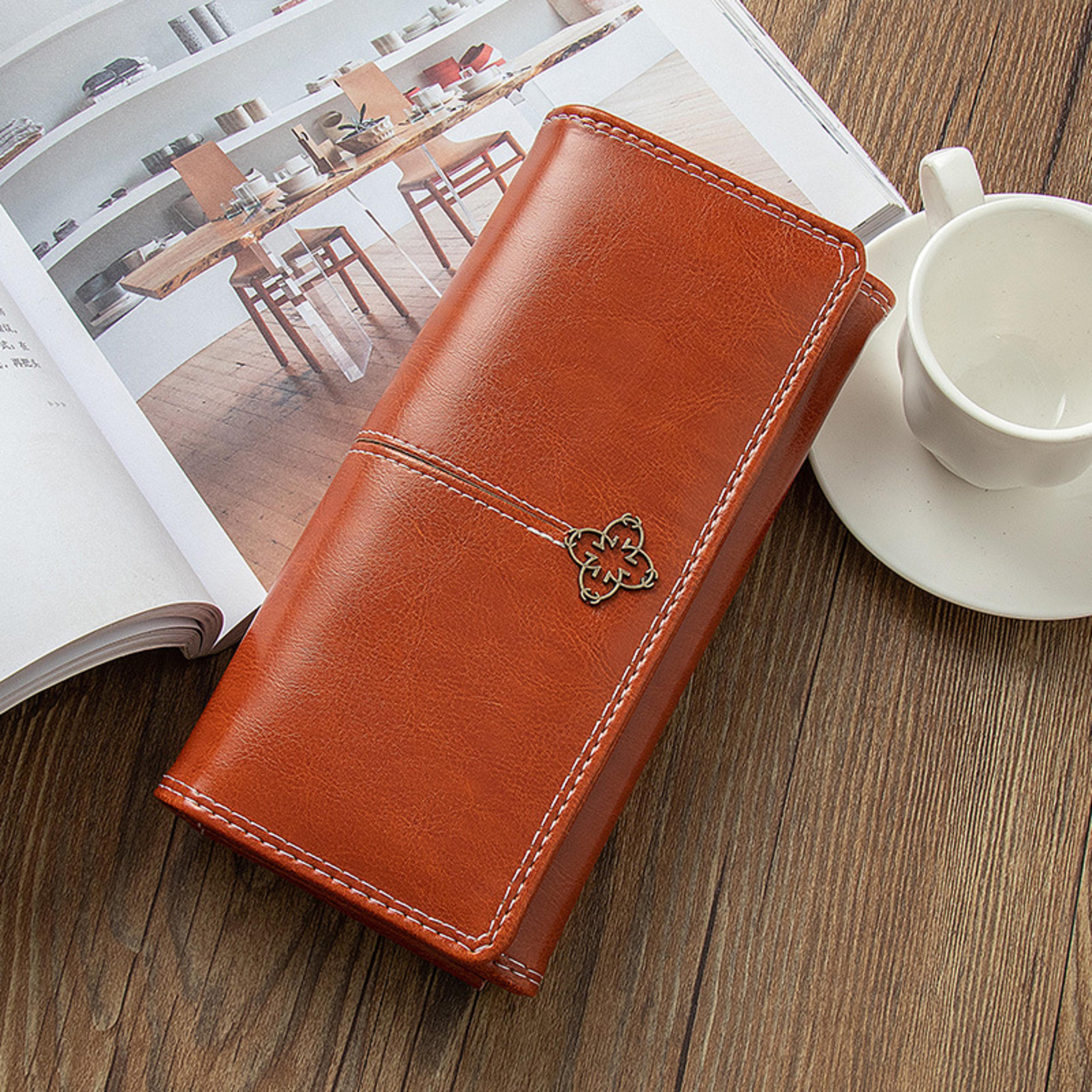Luxury Leather Womens Long Wallet Fashionable Purses With Card Holder Money Bag  Handbag For Women 3
