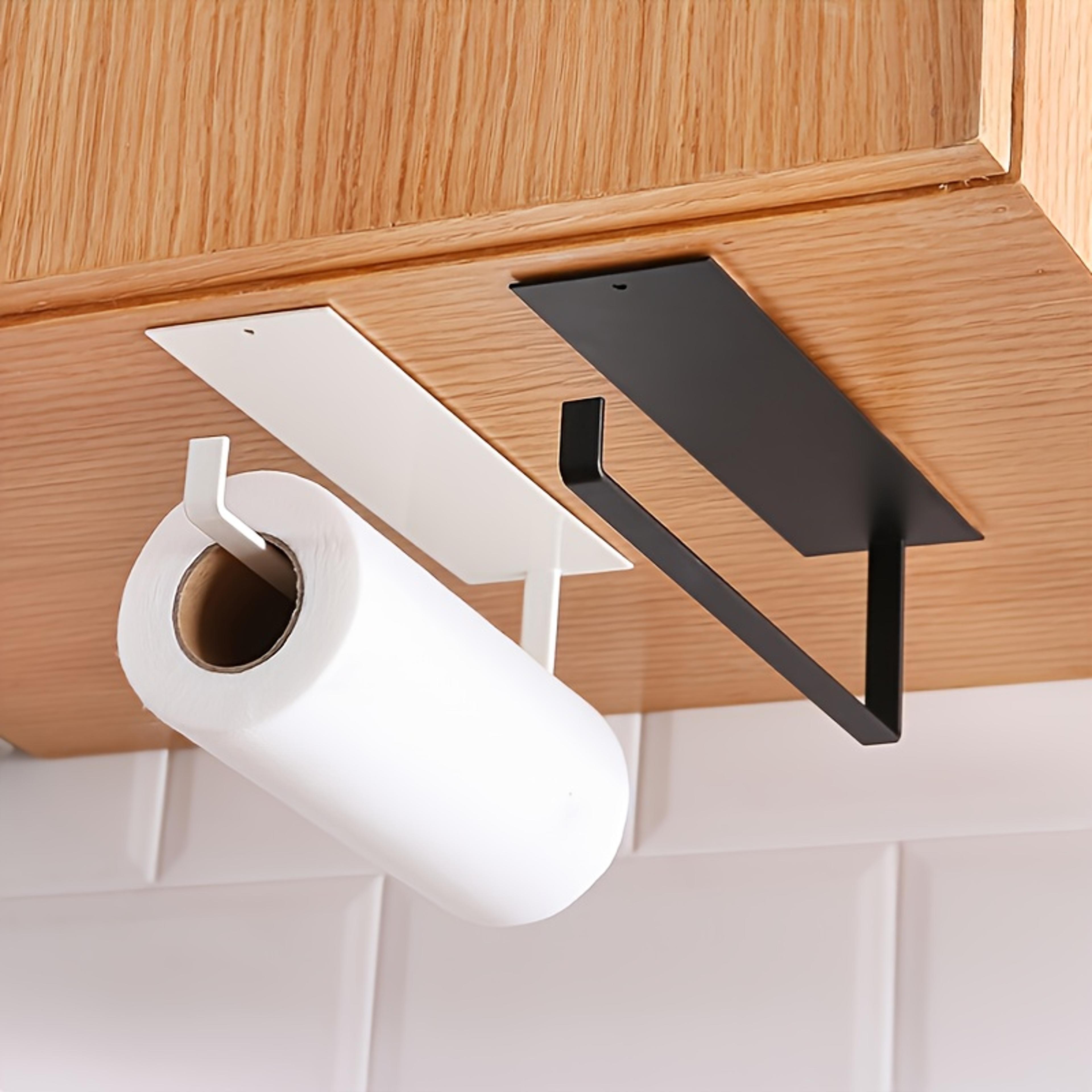 Kitchen Paper Towel Holder Carbon Steel No Punch Roll Hanger  Storage Rack 0