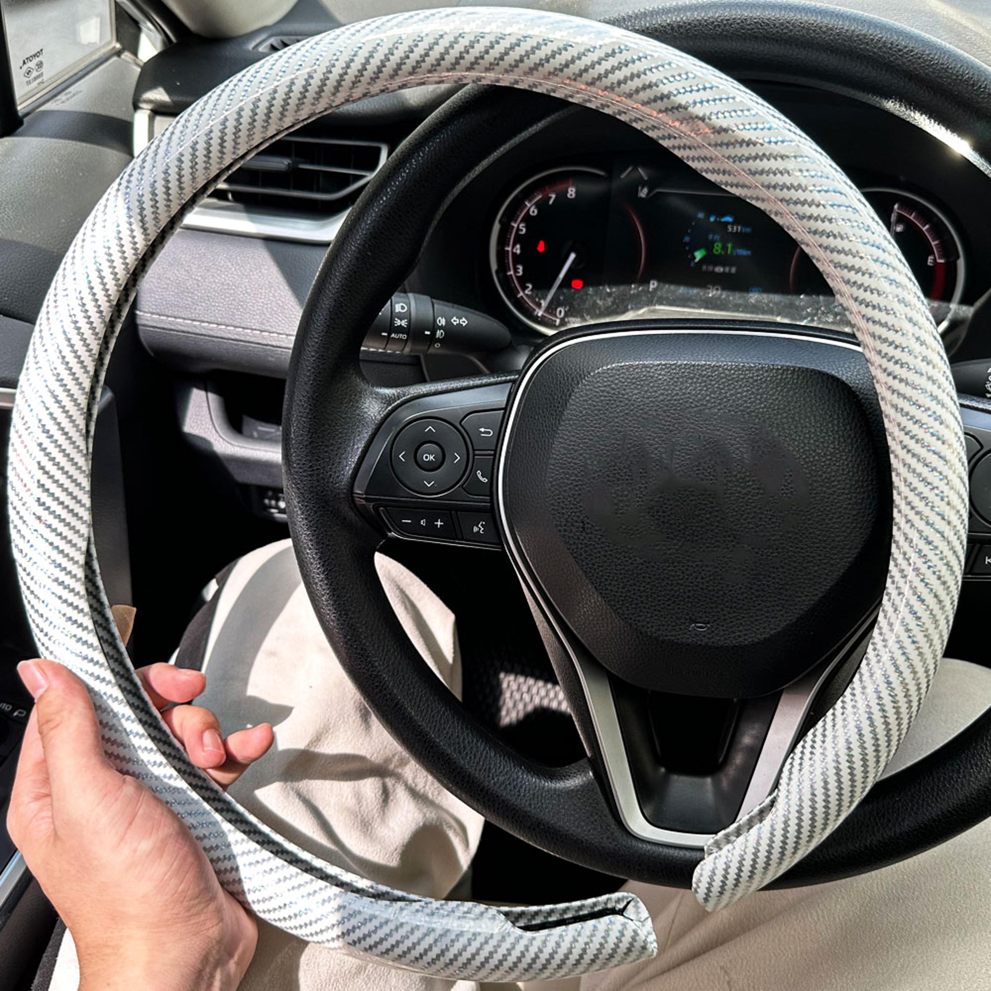 LuxeGrip Carbon Fiber Steering Wheel Cover Non Slip Breathable Luxury Auto Accessory 6