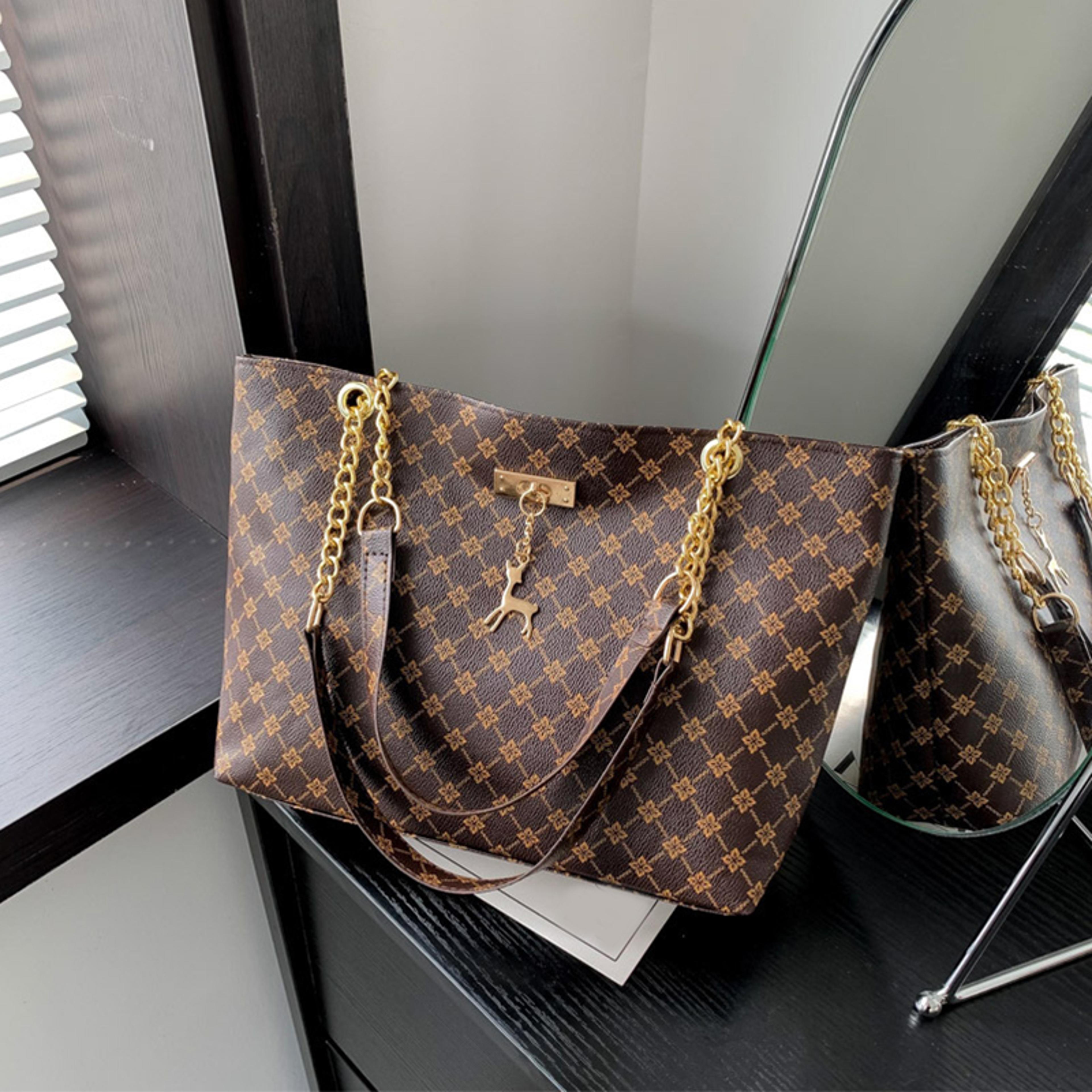 Soft Leather Tote Bag For Women Large Capacity With Hanging Accessories Shoulder Bag 1