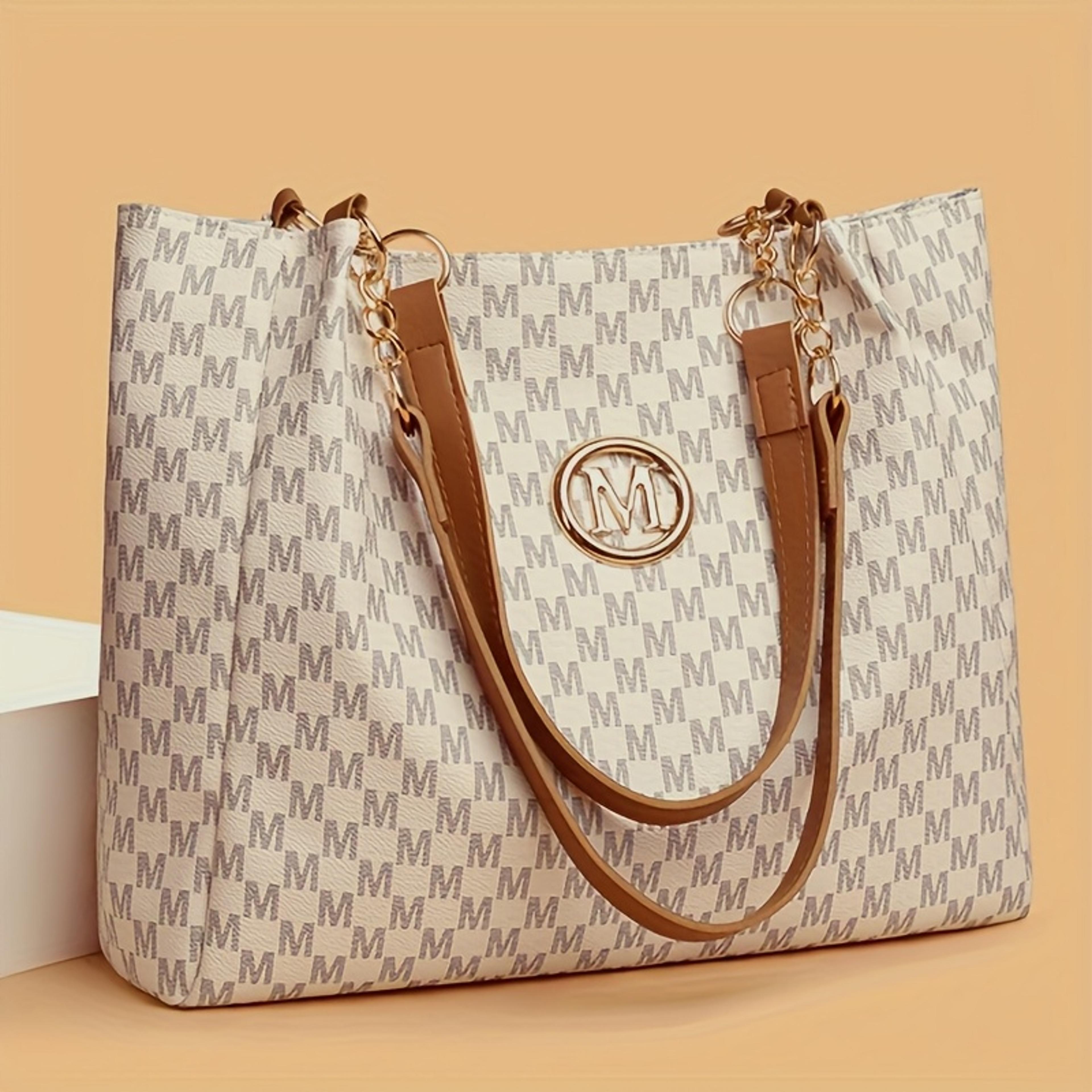 Vintage Geometric Tote Bag Synthetic Leather Shoulder Bag For Women Large Capacity Travel  Shopping 4