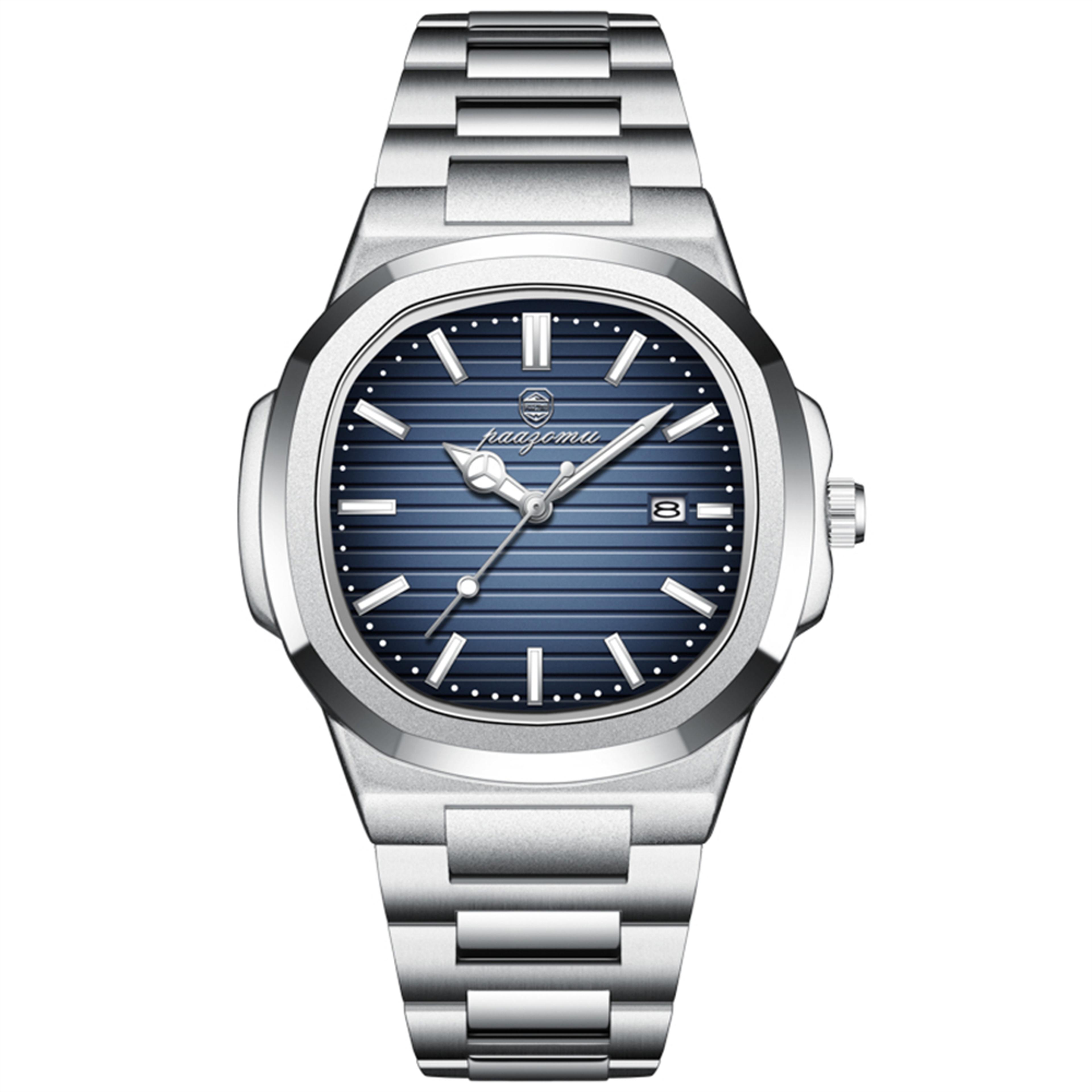 Mens Classic Quartz Watch With Square Dial Waterproof  Luminous Date Wristwatch 7