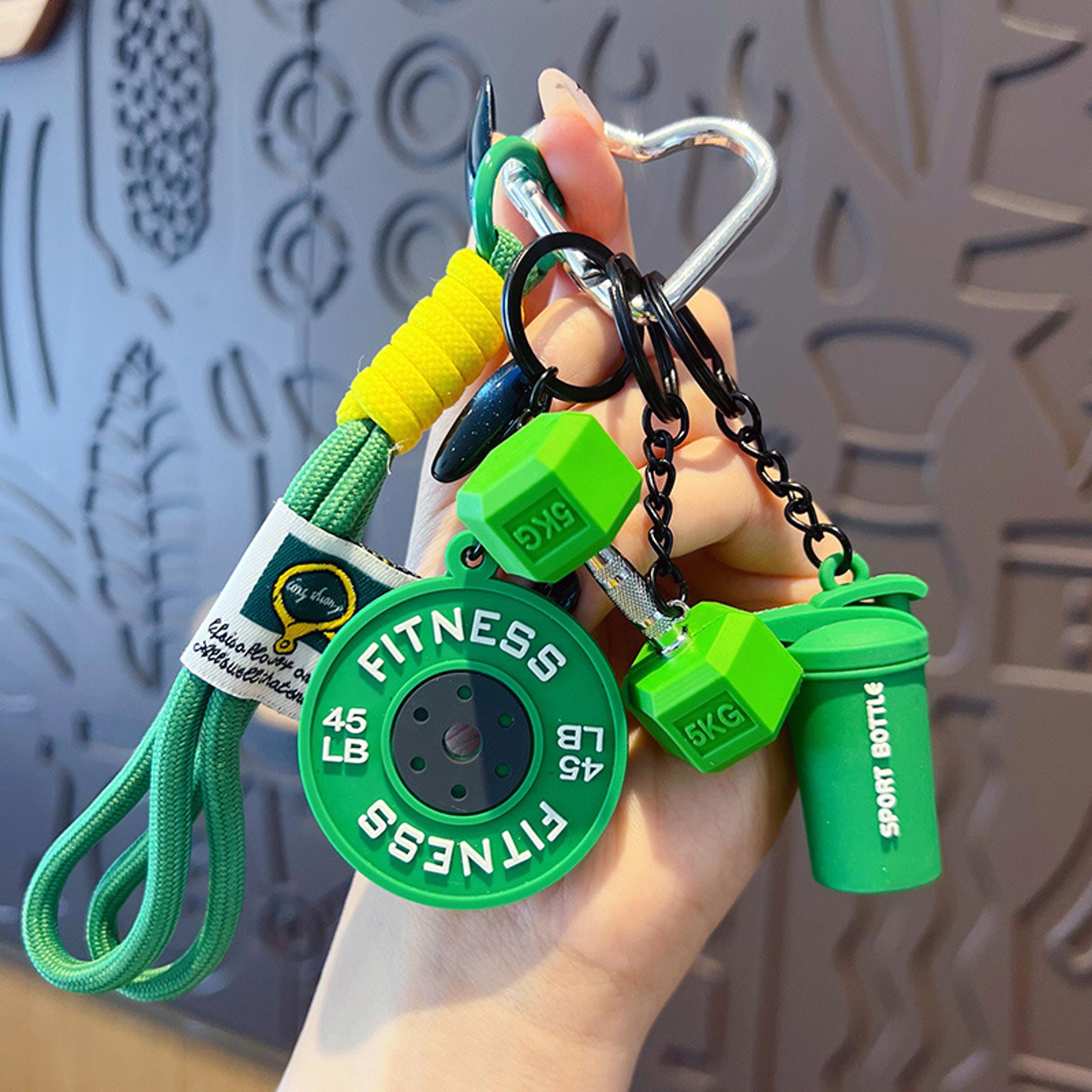 Mini Barbell Plates Keychain With D Shaped Buckle Water Cups Simulation Dumbbells Keyring Creative  2