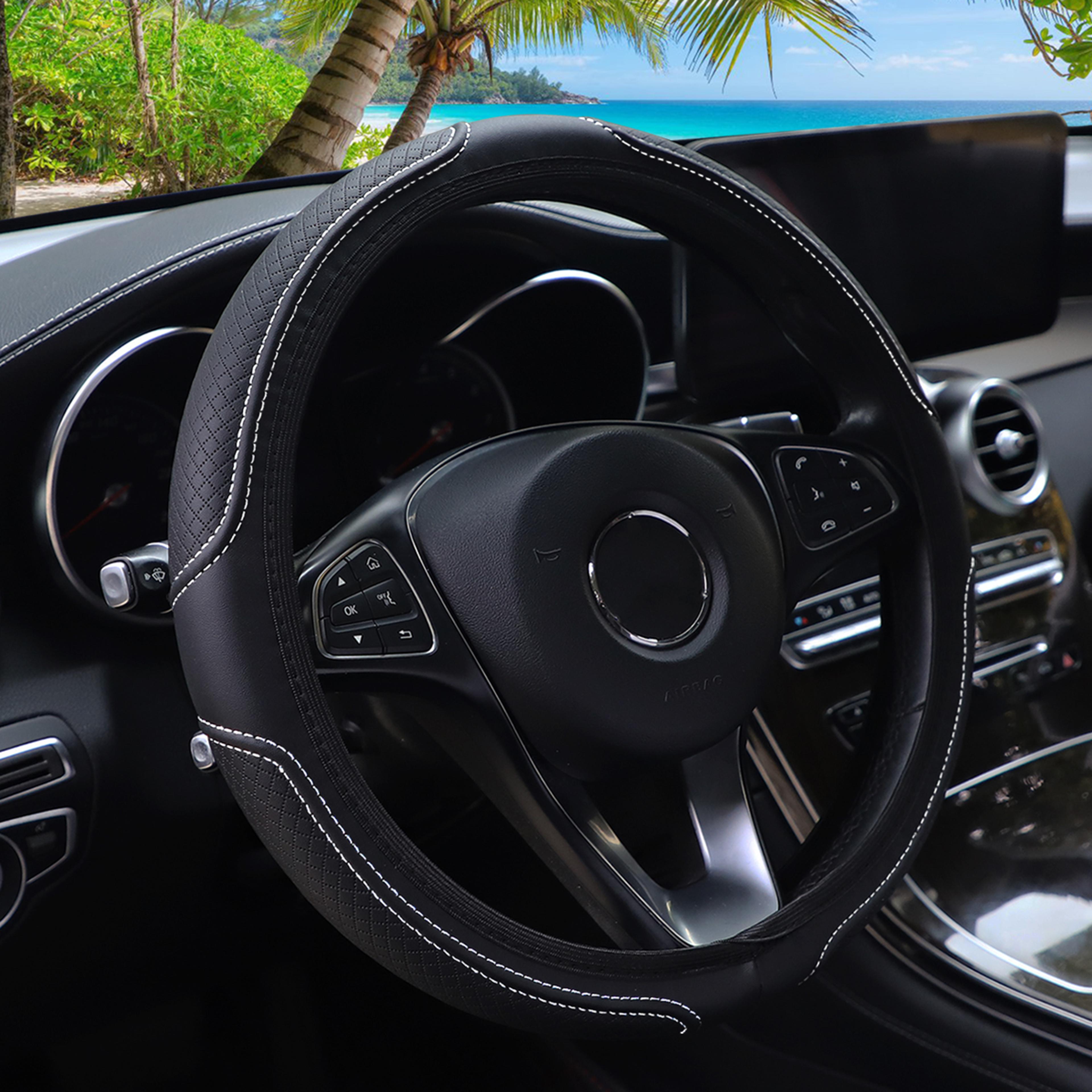 Artificial Leather Three Dimensional Embossed Steering Wheel Cover 2