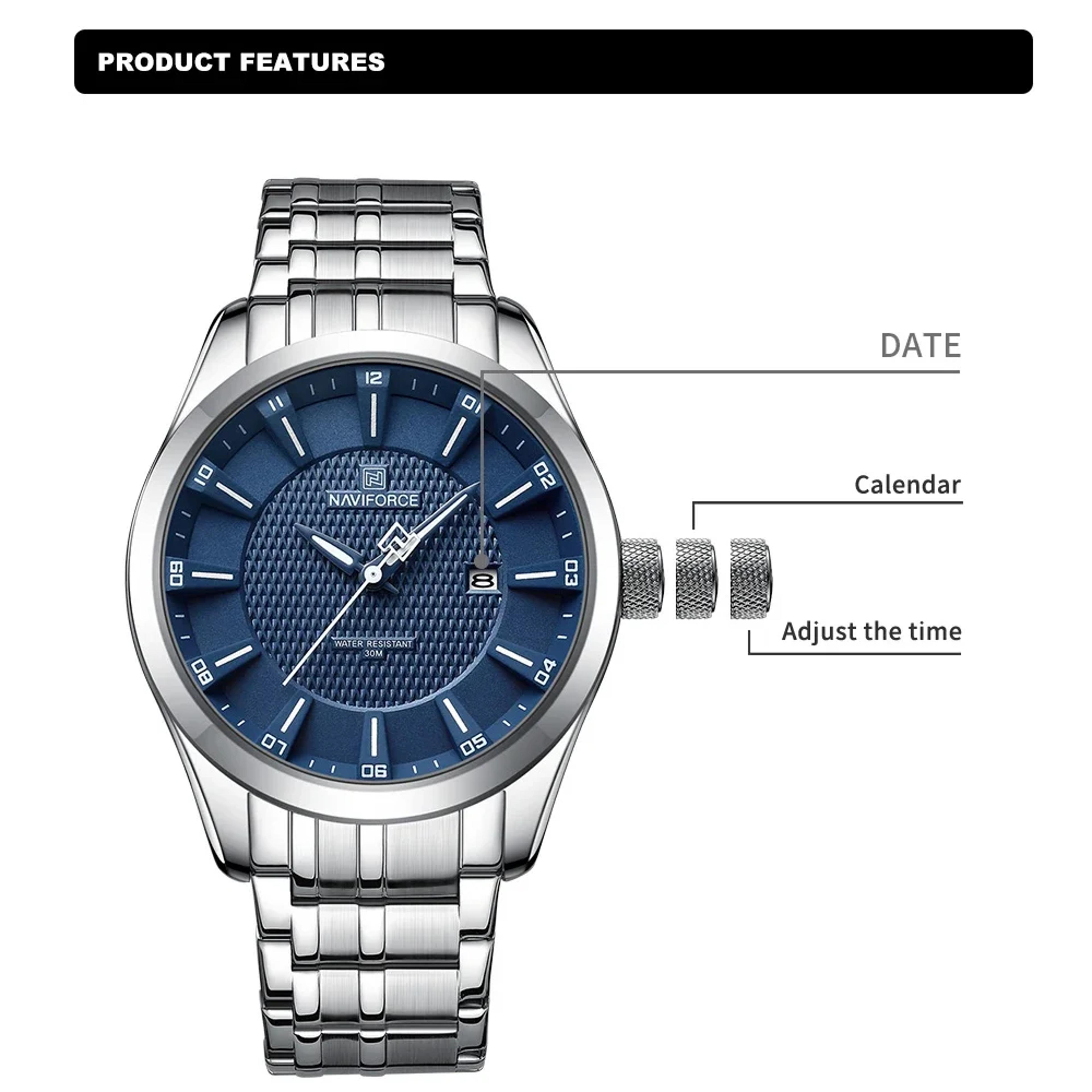 Luxury Mens Waterproof Quartz Watch Stainless Steel Luminous Wristwatch For Business  Fashion 2
