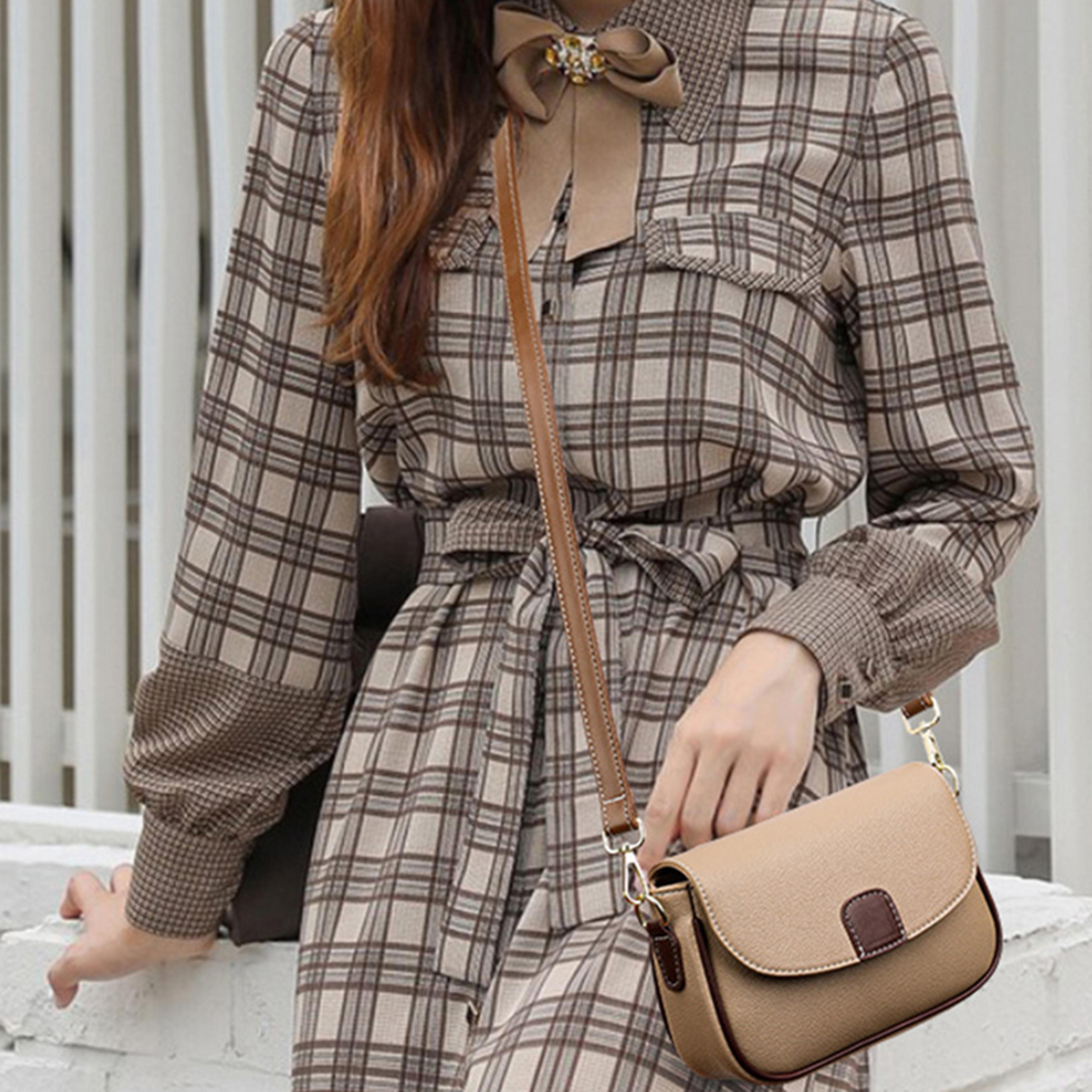 luxury leather crossbody messenger bag for women contrast color flap handbag for shopping & casual use