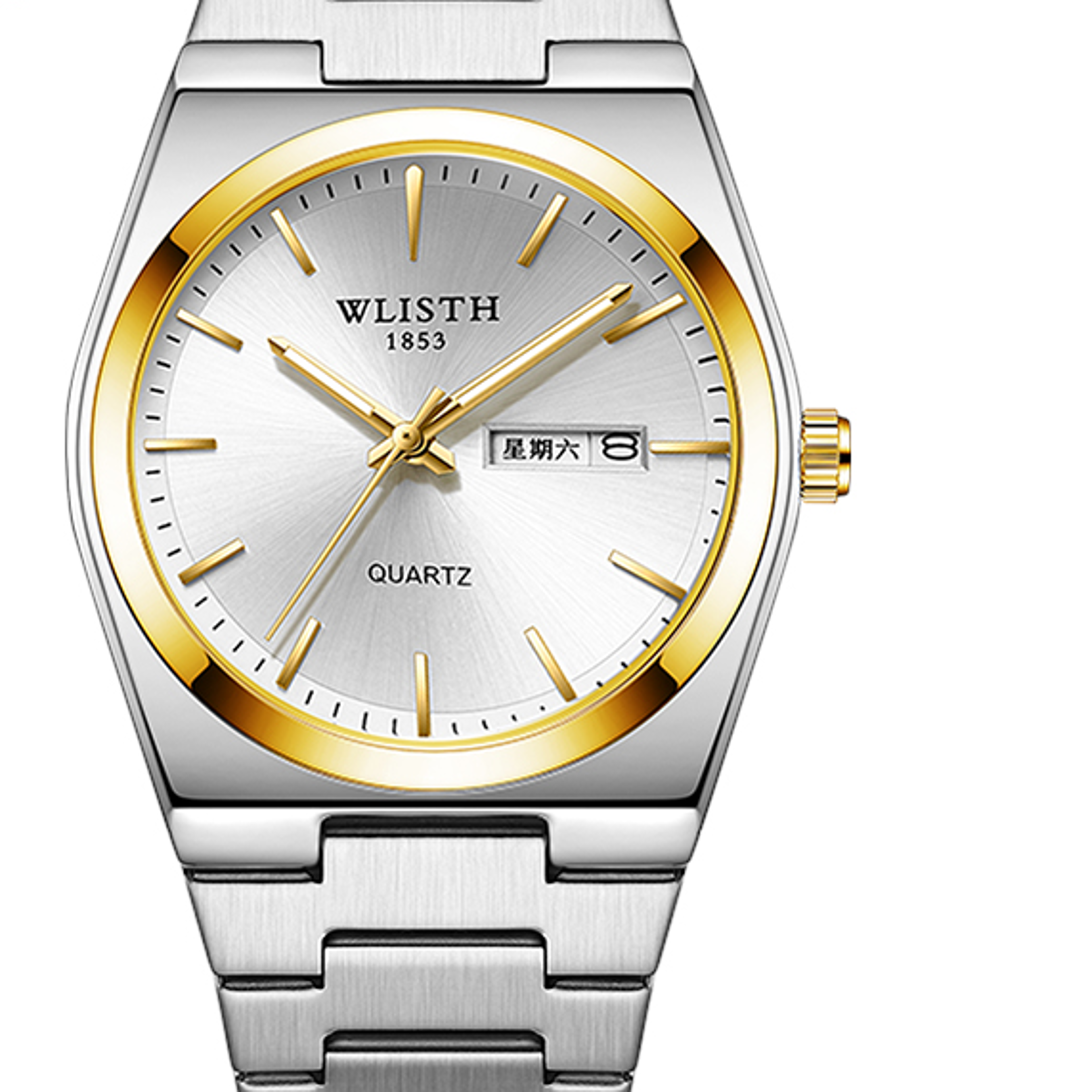 Luxury Stainless Steel Quartz Watch for Men Waterproof Luminous Date Week Function