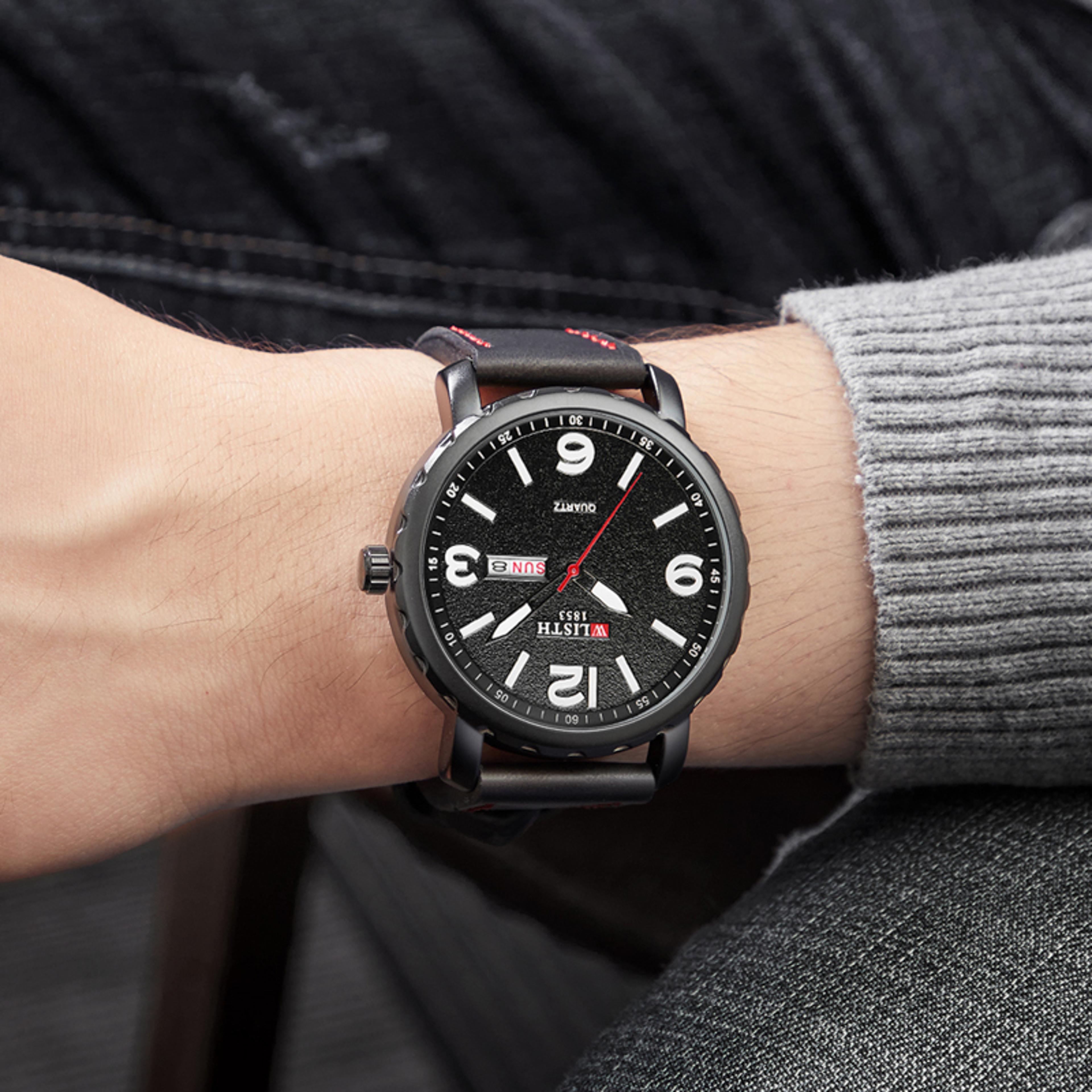 mens waterproof quartz leather watch business casual night light sport watch for men