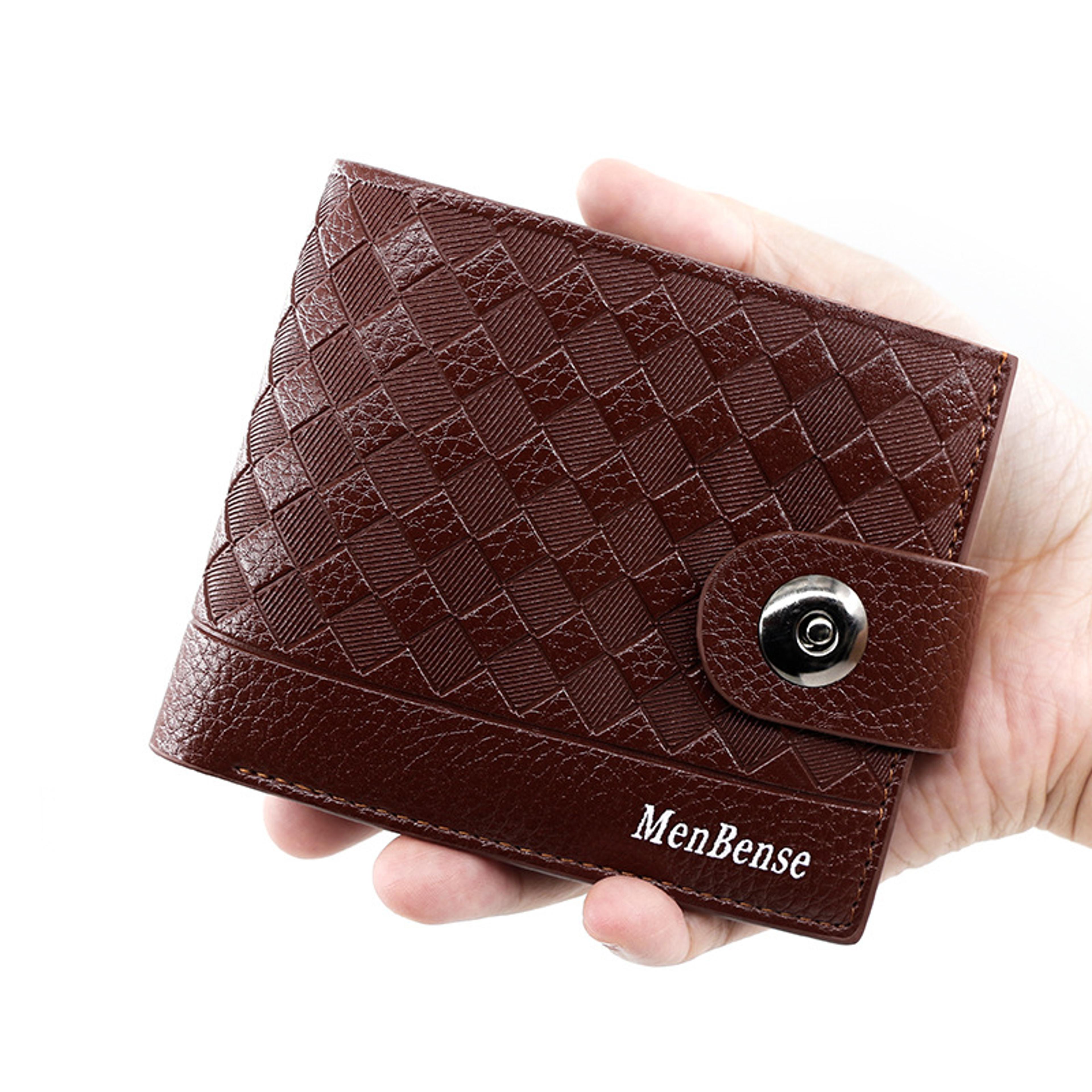 slim pu leather mens wallet with magnetic closure large capacity & minimalist design