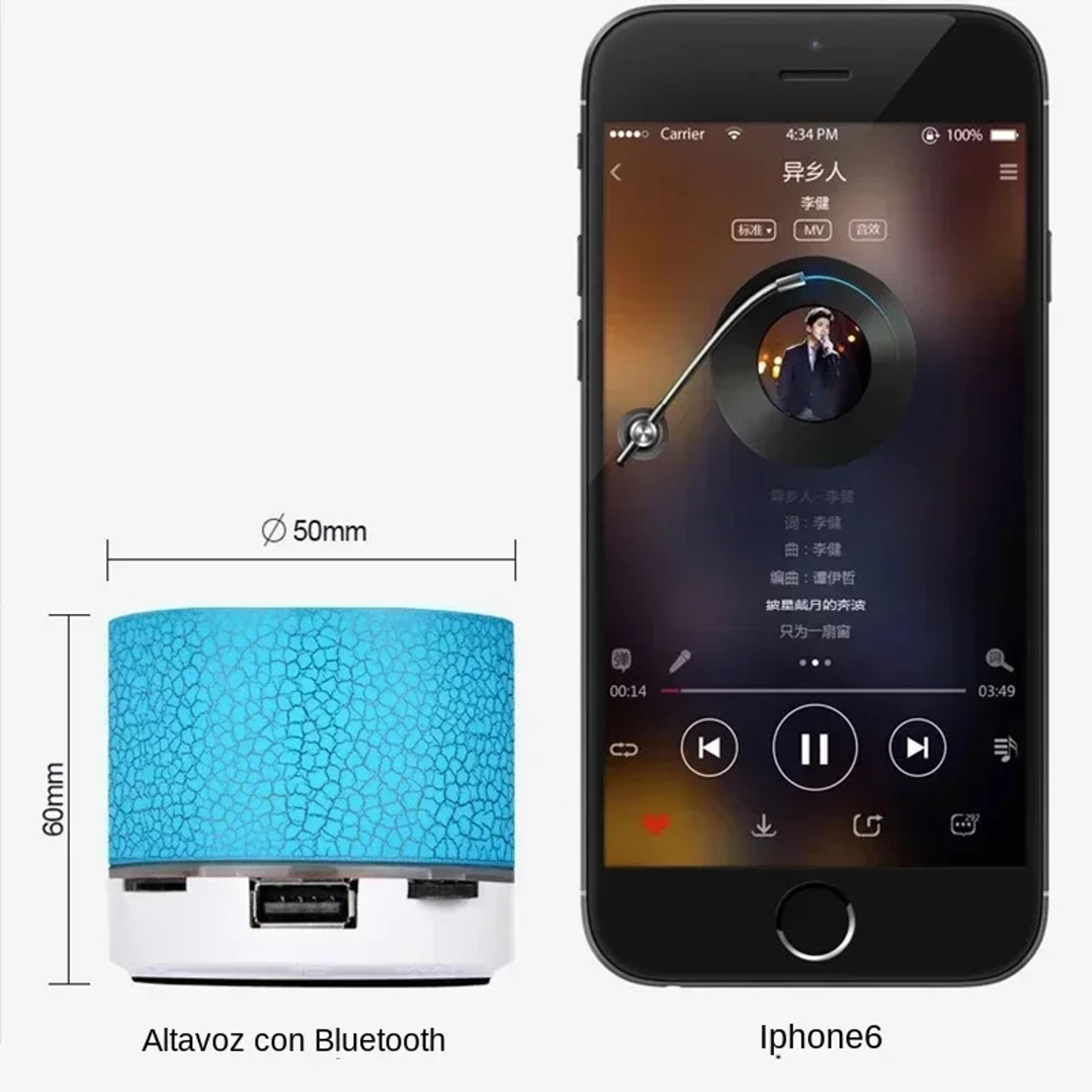 Mini Bluetooth Speaker Wireless Loudspeaker With LED Crack Effect SD Card  USB Subwoofer Portable D 2