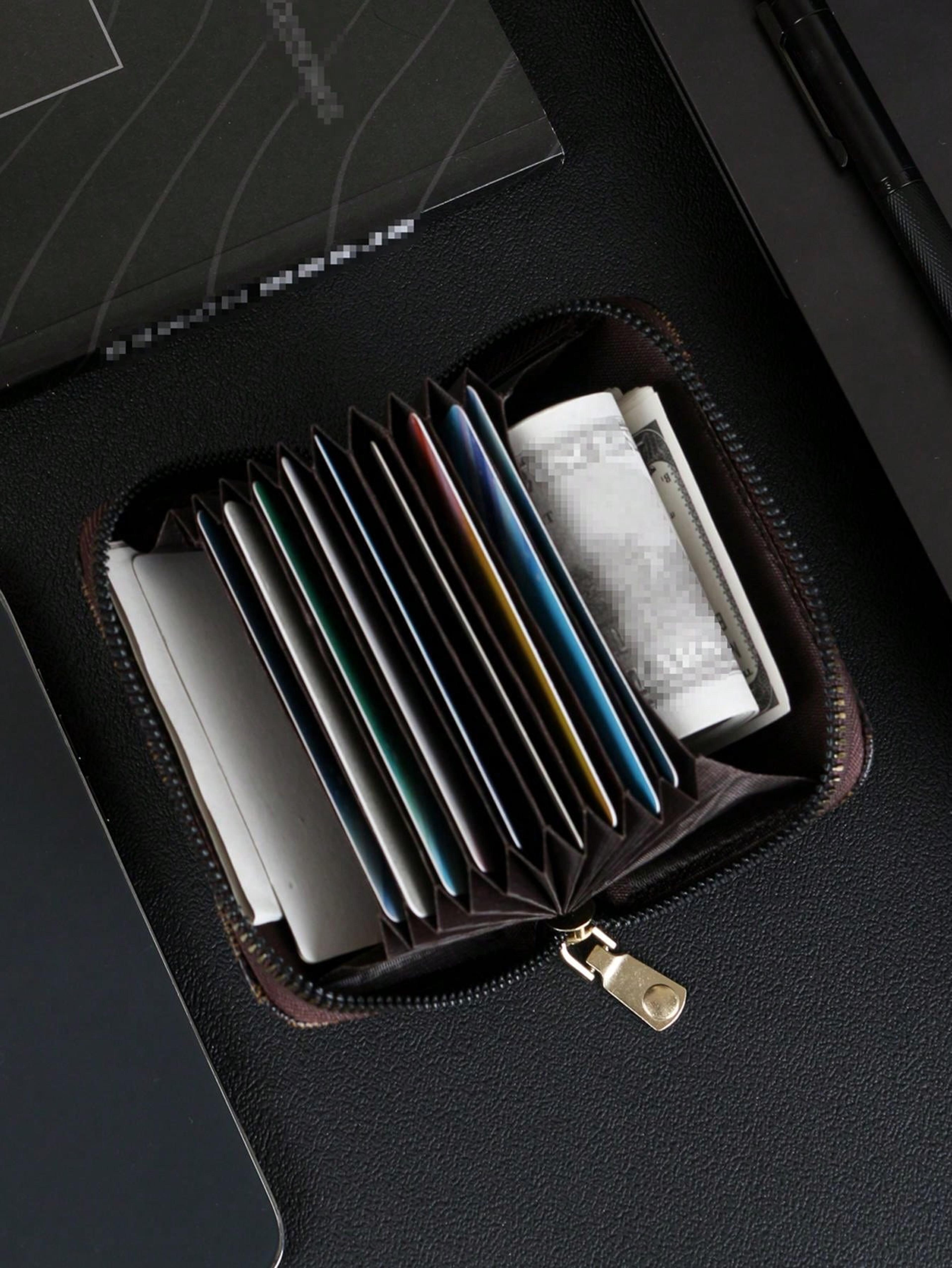 Vintage Zipper Card Holder Wallet Stylish Checkered Pattern Compact  Lightweight For Men And Women 1