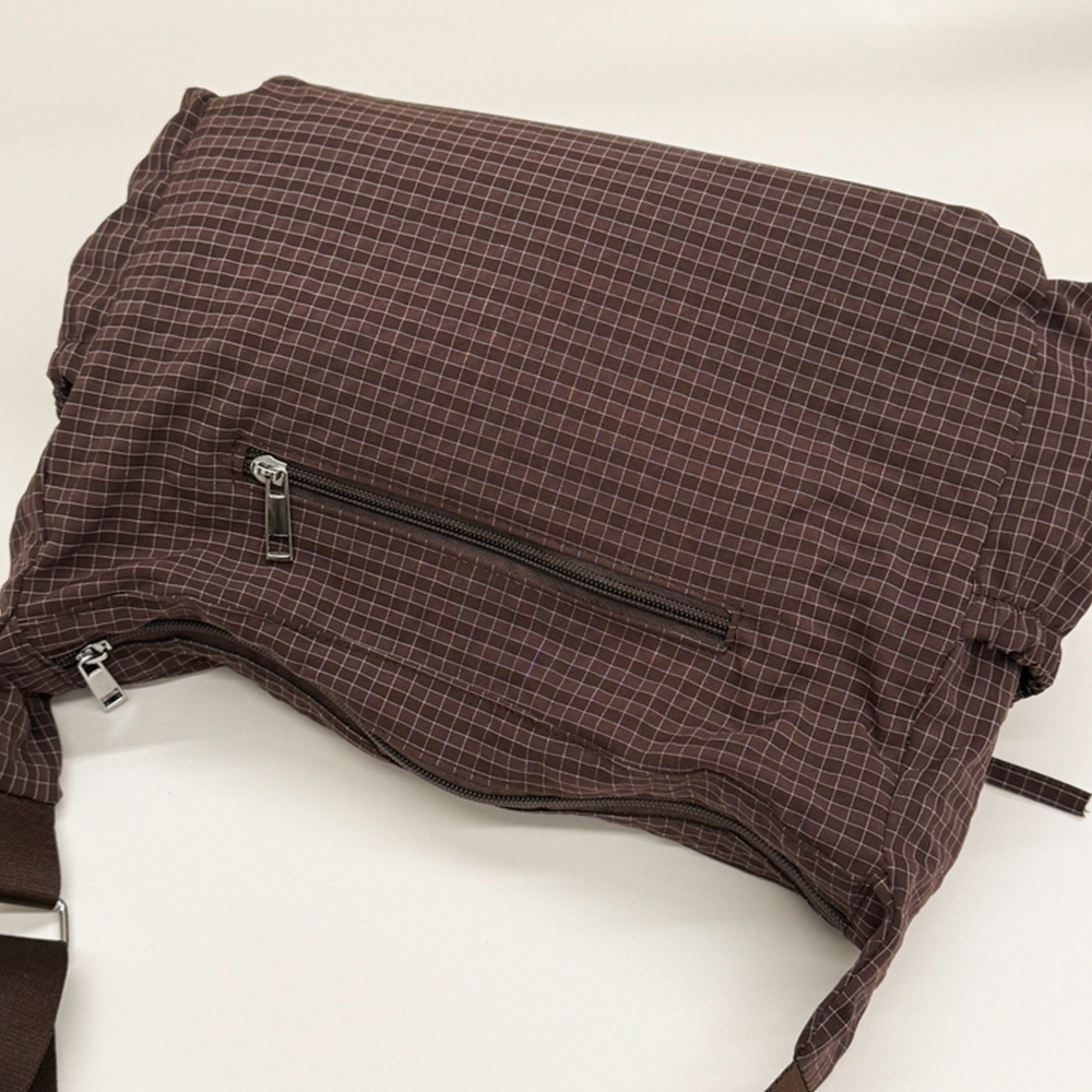Retro Grid Single Shoulder Bag Large Capacity Stylish  Versatile For School Work And Commuting Unis 2