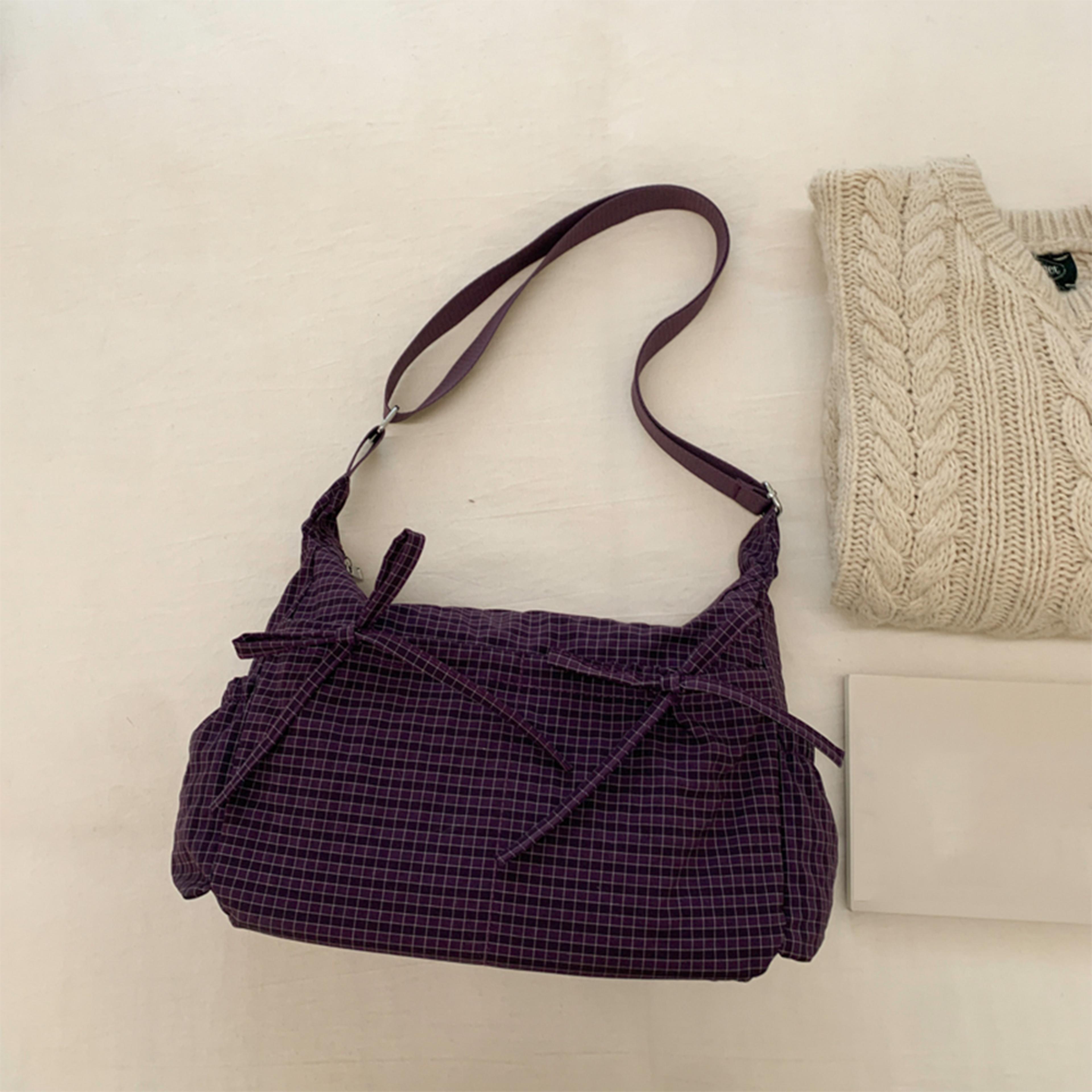 Retro Grid Single Shoulder Bag Large Capacity Stylish  Versatile For School Work And Commuting Unis 10