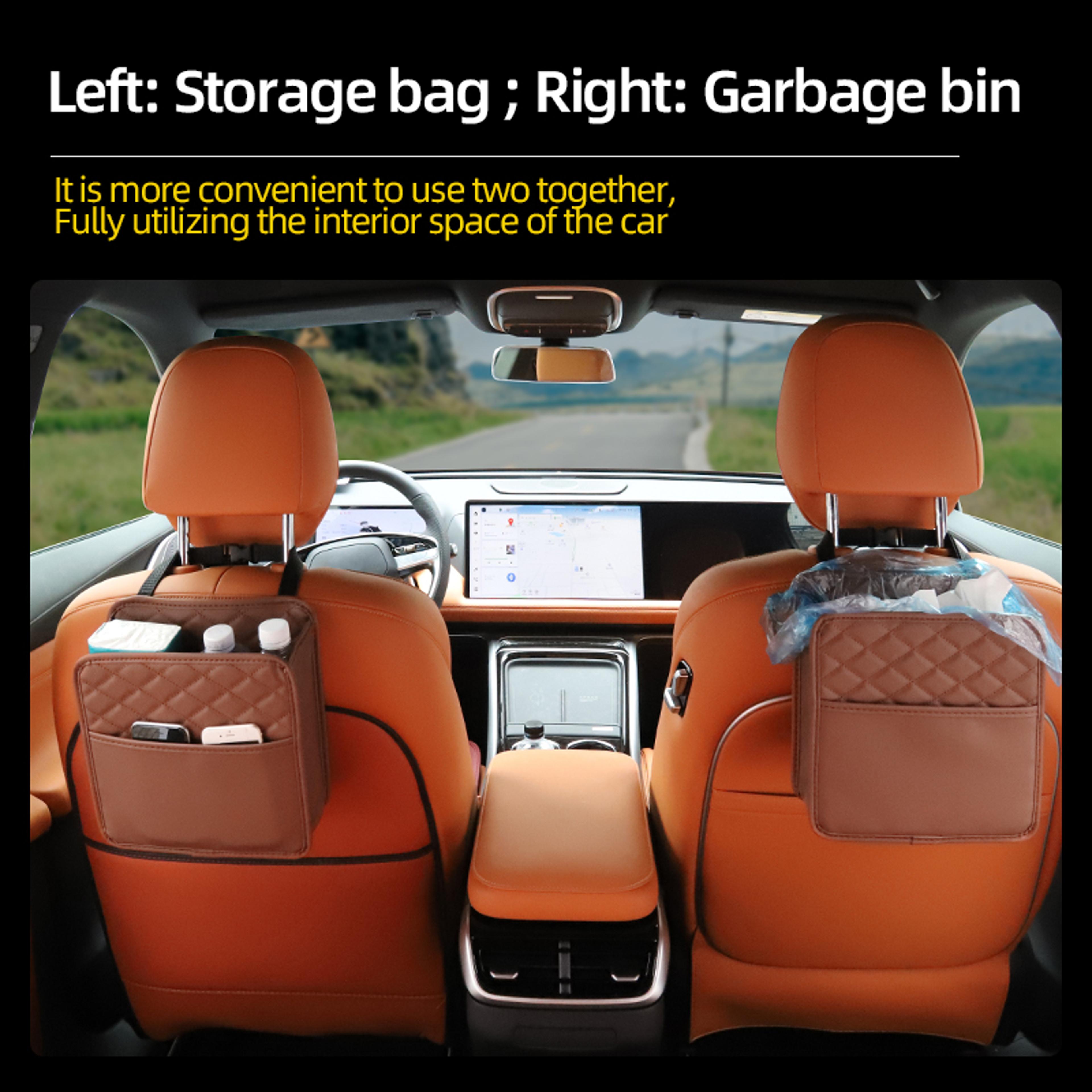 Multifunctional Car Seat Storage Bag Leather Garbage  Storage Bag For Cars 1