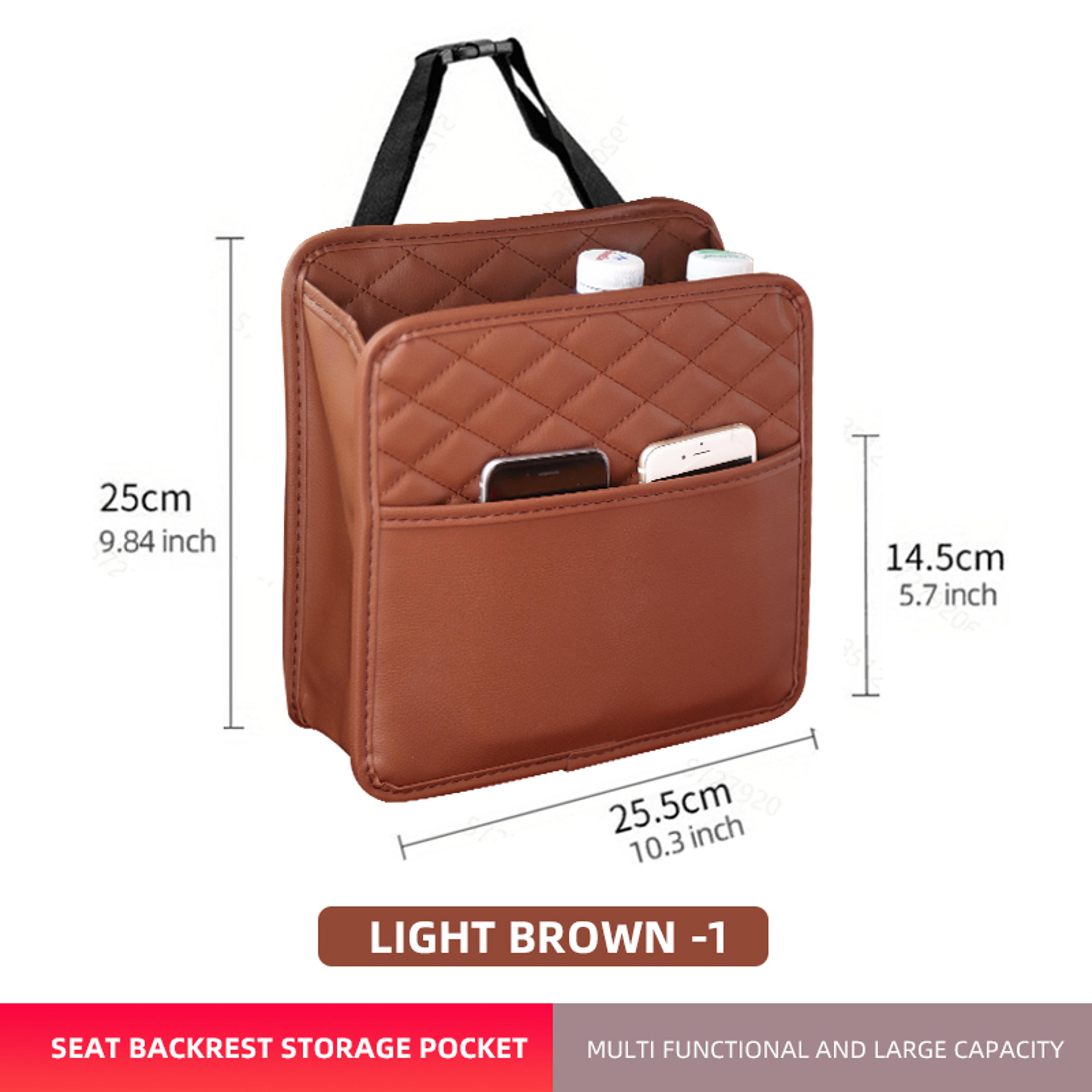 Multifunctional Car Seat Storage Bag Leather Garbage  Storage Bag For Cars 5
