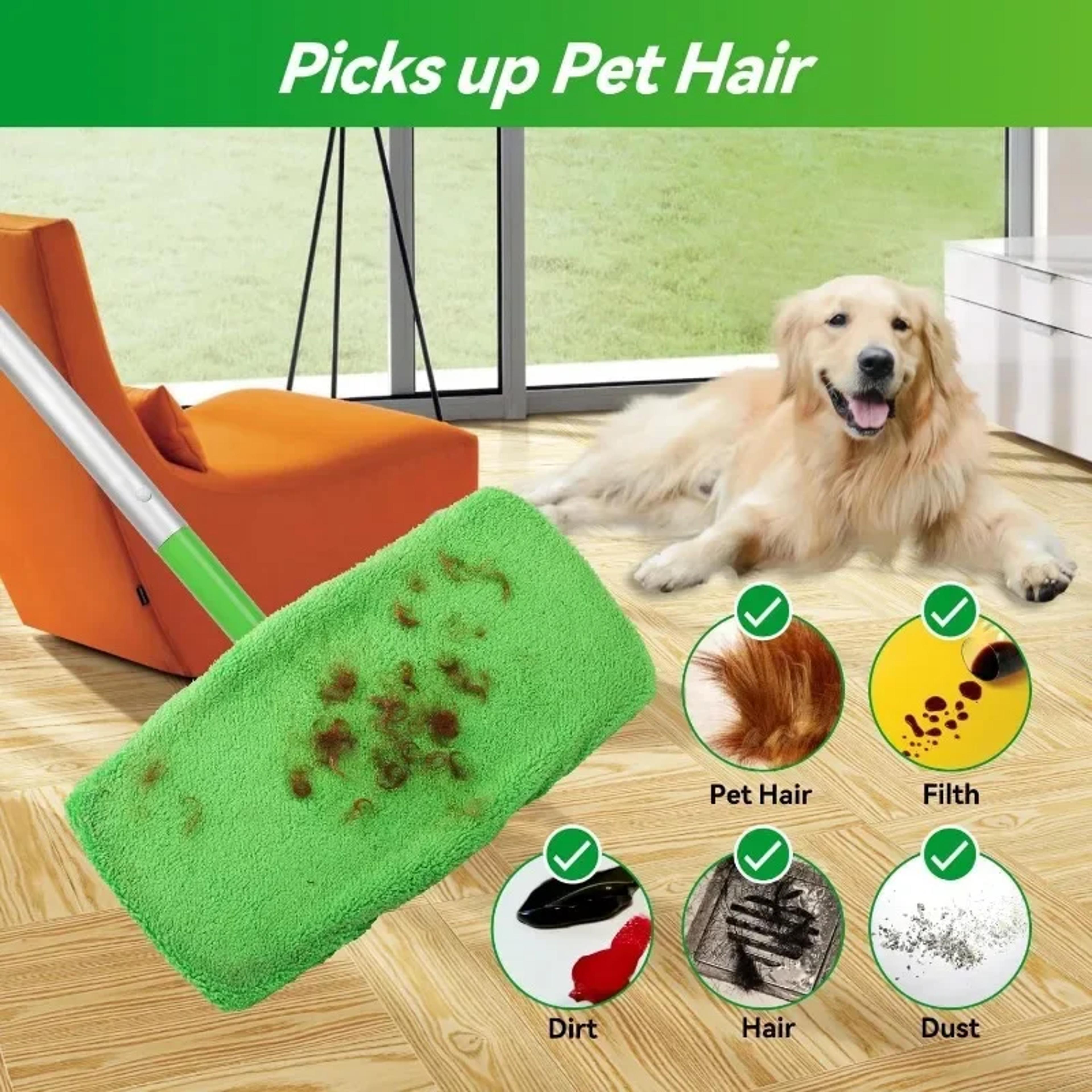 Reusable Microfiber Mop Pads For Wet  Dry Cleaning Green Furniture  Flooring Replacement 4
