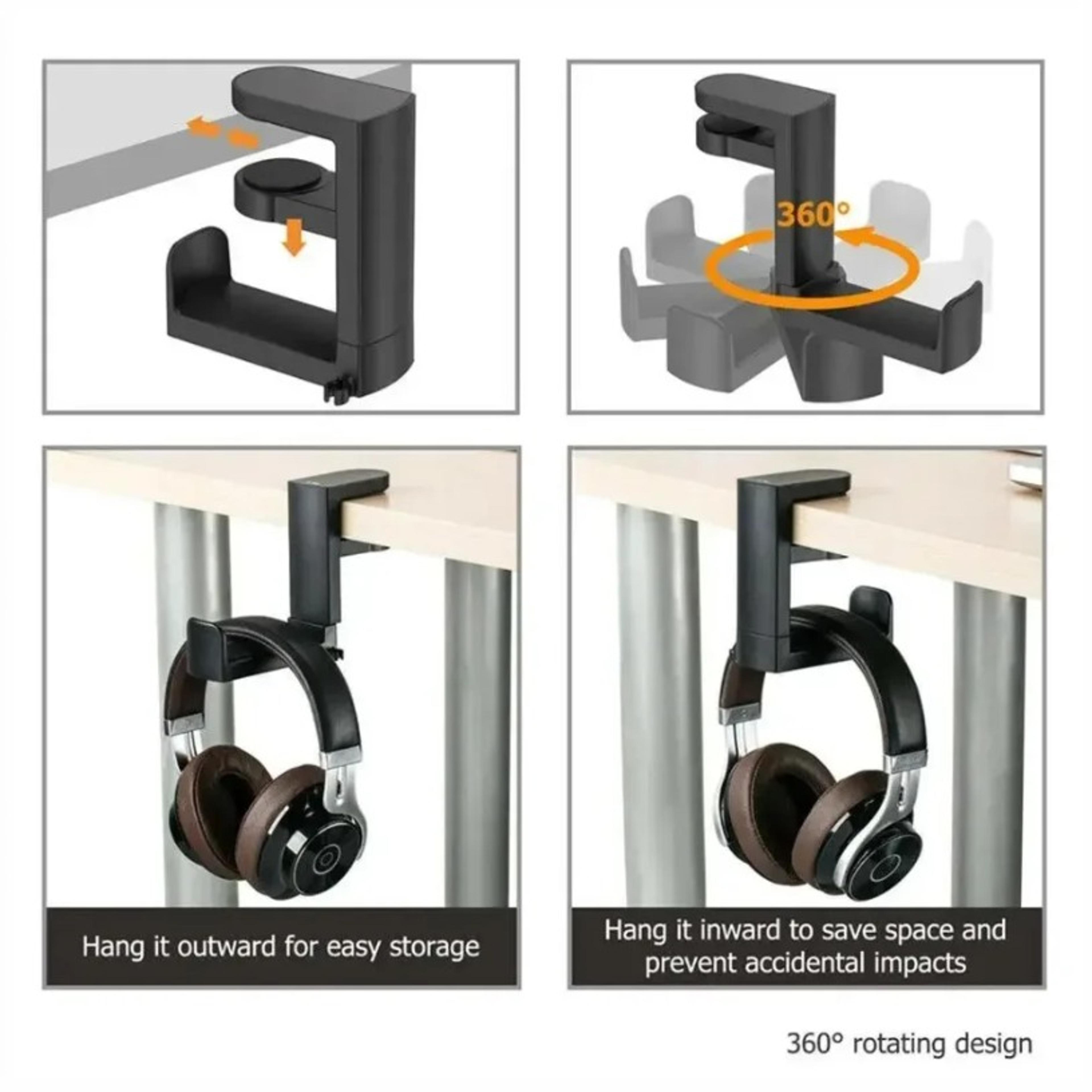 Adjustable Rotating Gaming Headphone Stand  Table Clip Hook 4